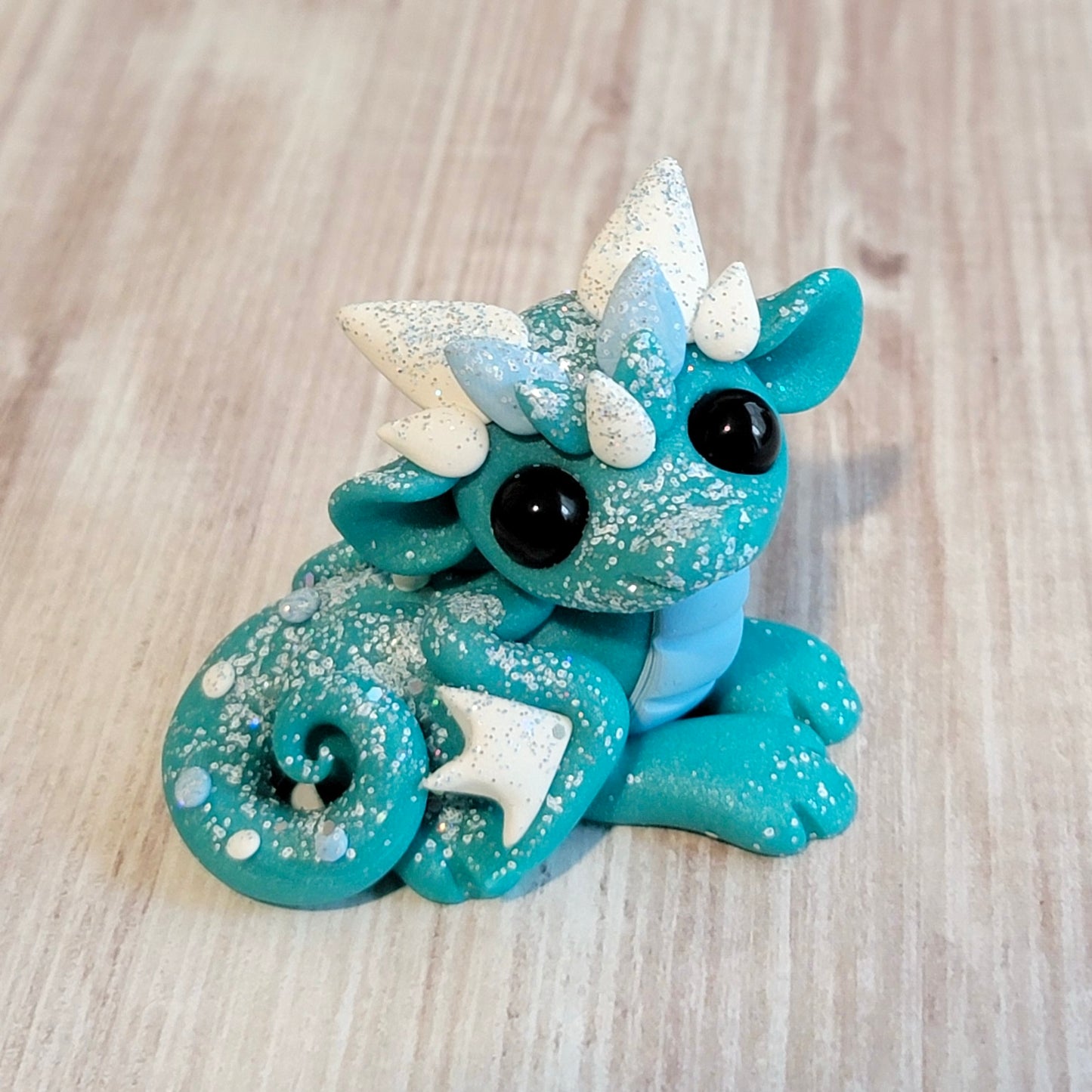 Mini Snow Dragon “Blizzard”, Handmade Clay Dragon