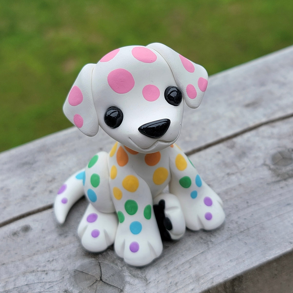 Pastel Rainbow Dalmatian “Bubblegum”, Dog Sculpture
