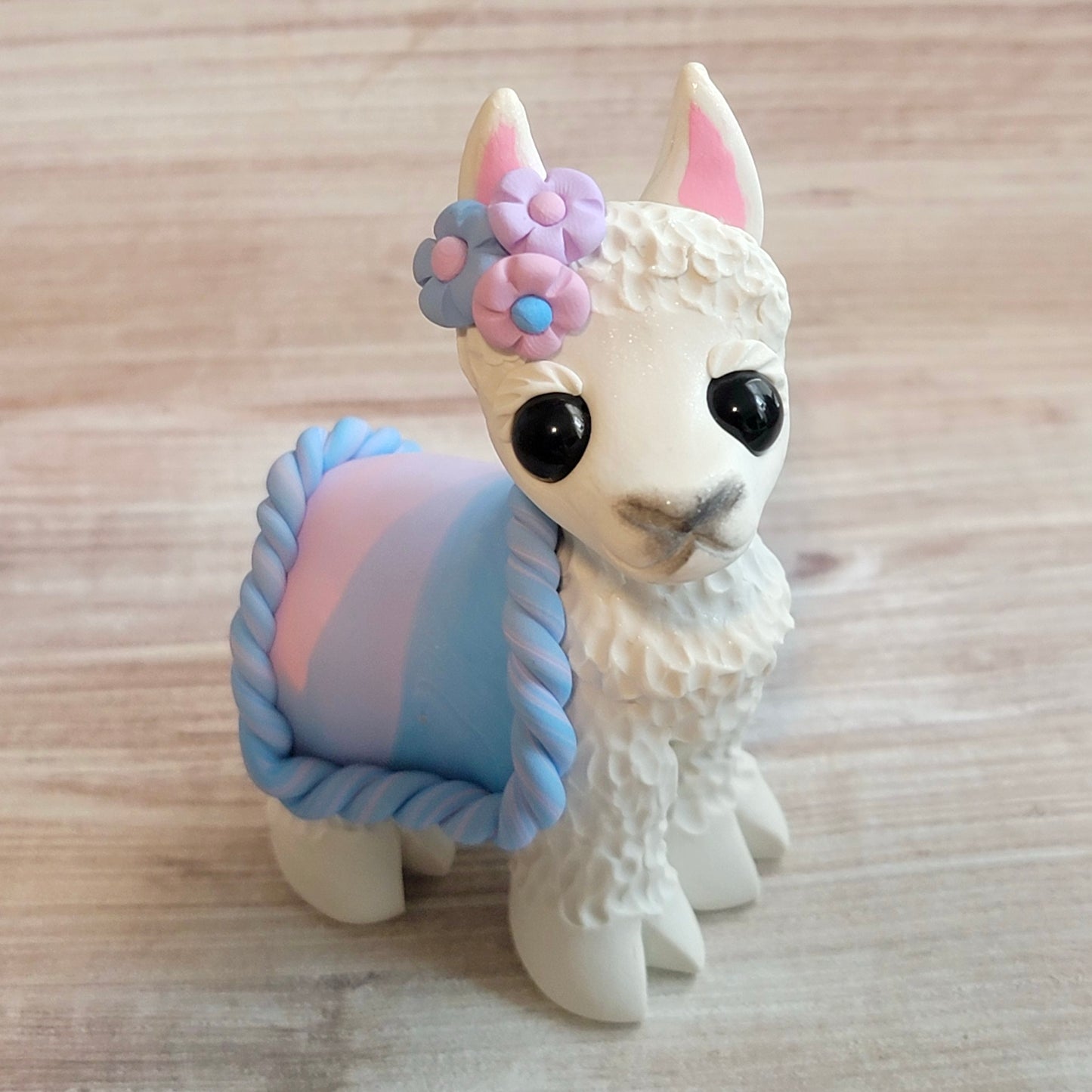 Flower Llama “Sunset”, Handmade Clay Llama