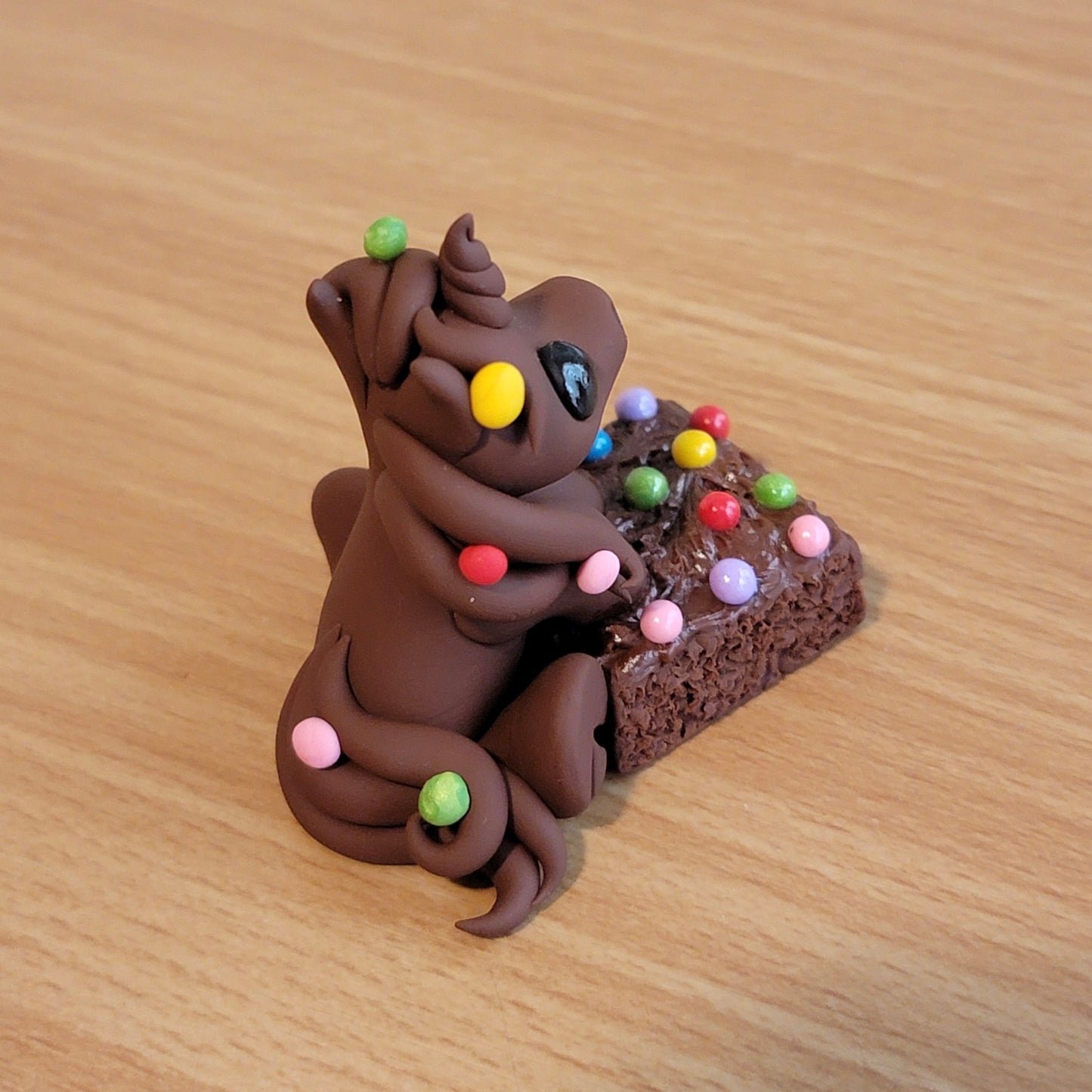 Mini Galaxy Brownie Unicorn “Sprinkles”, Handmade Clay Unicorn