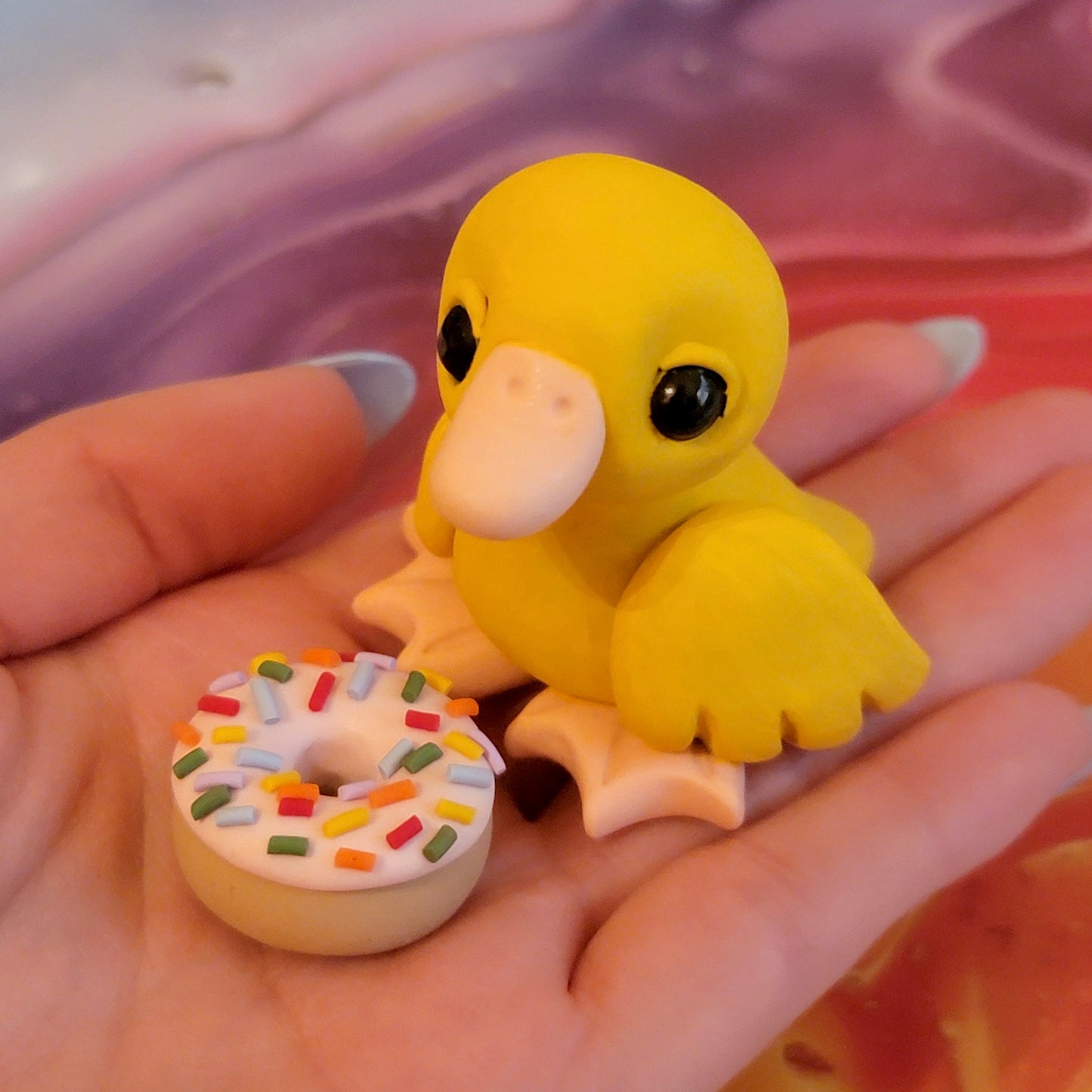 Donut Duckling “Pastry”, Handmade Clay Duck