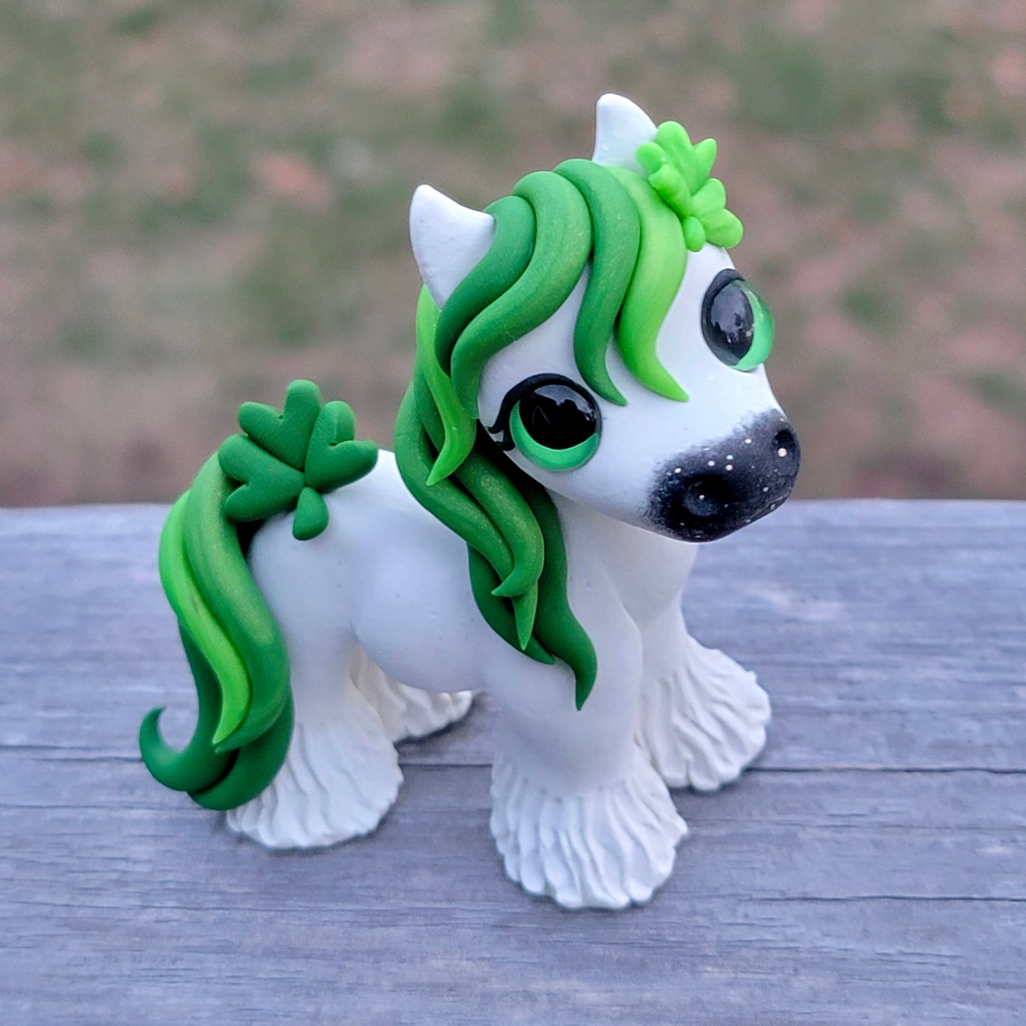 Shamrock Pony “Charm”, Handmade Clay Horse