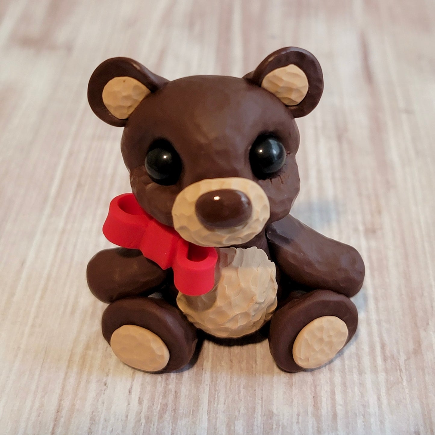 Chocolate Teddy Bear, Handmade Clay Bear