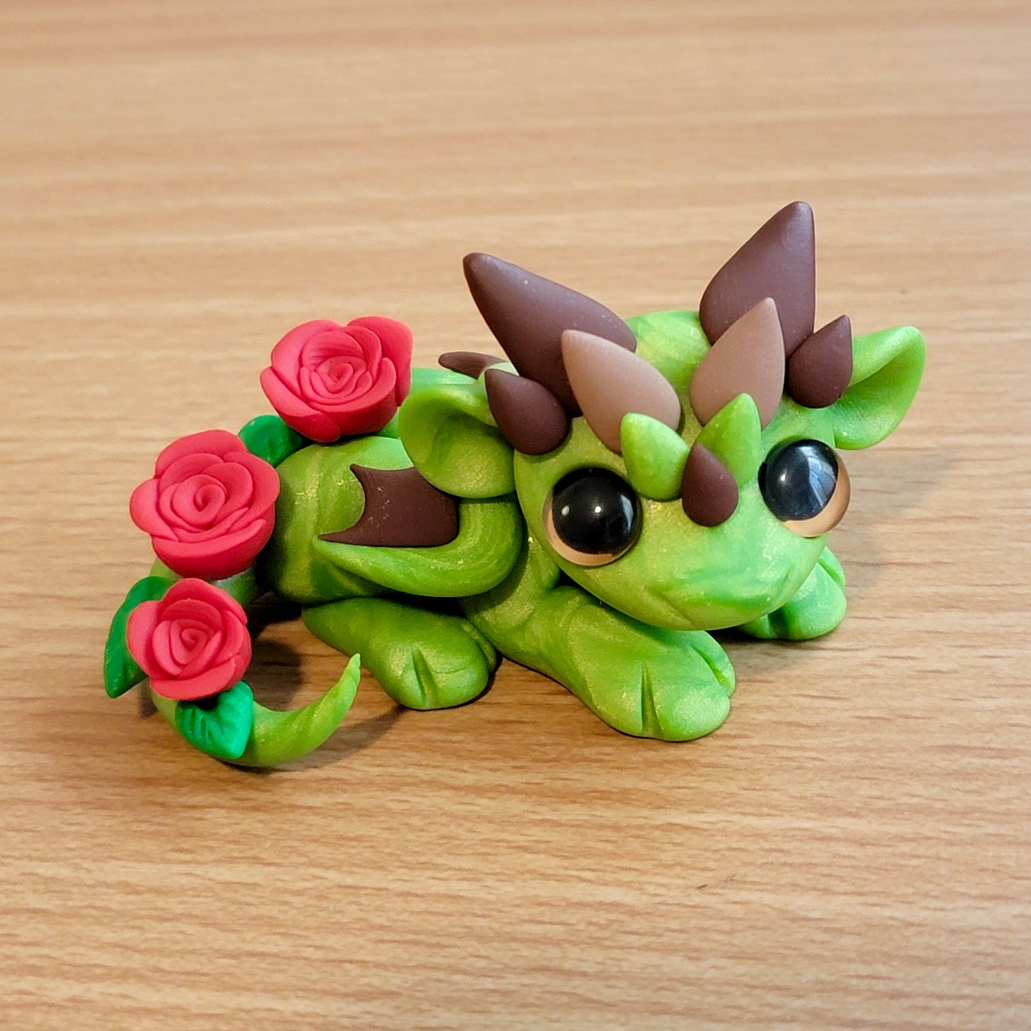 Rose Dragon “Twig”, Handmade Clay Dragon