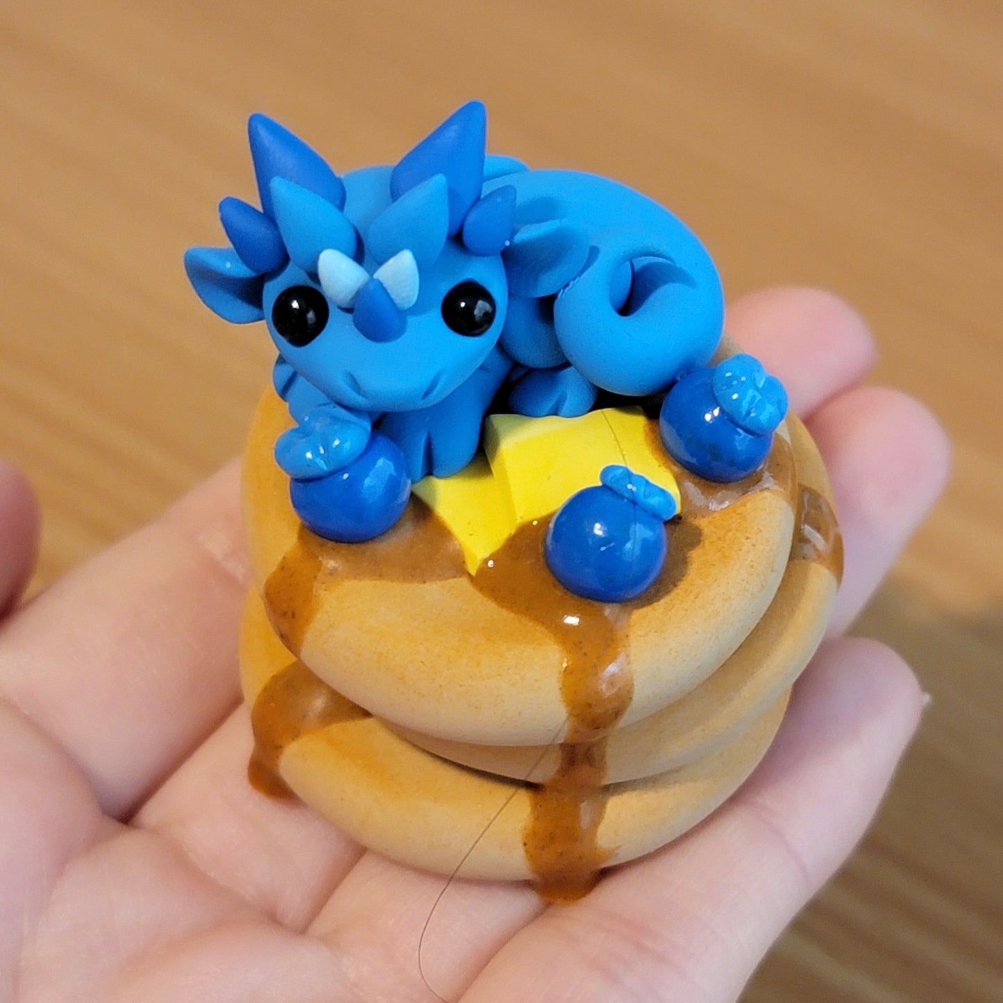 Blueberry Pancakes Dragon, Handmade Clay Dragon