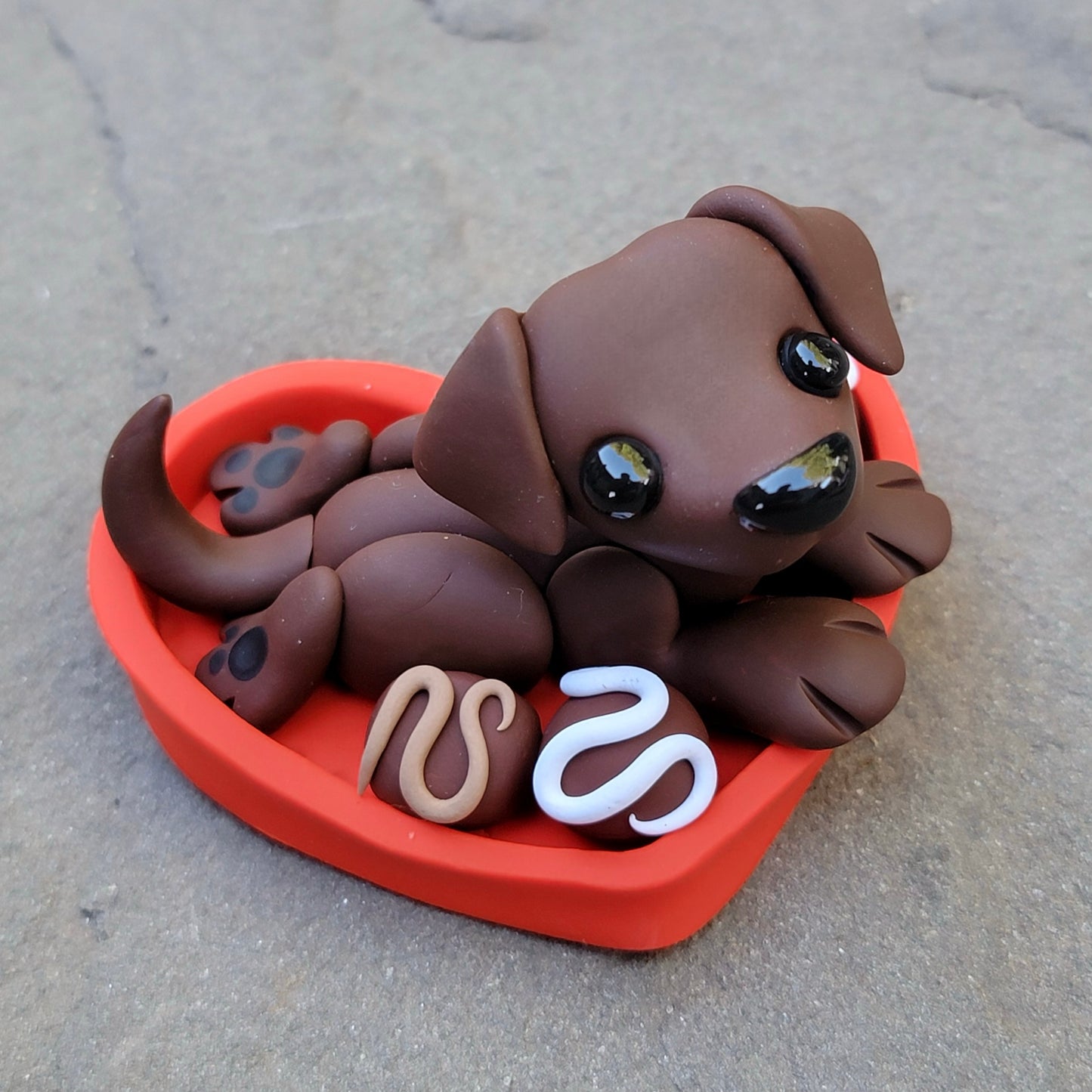 Valentine Chocolate Lab “Mocha”, Dog Sculpture