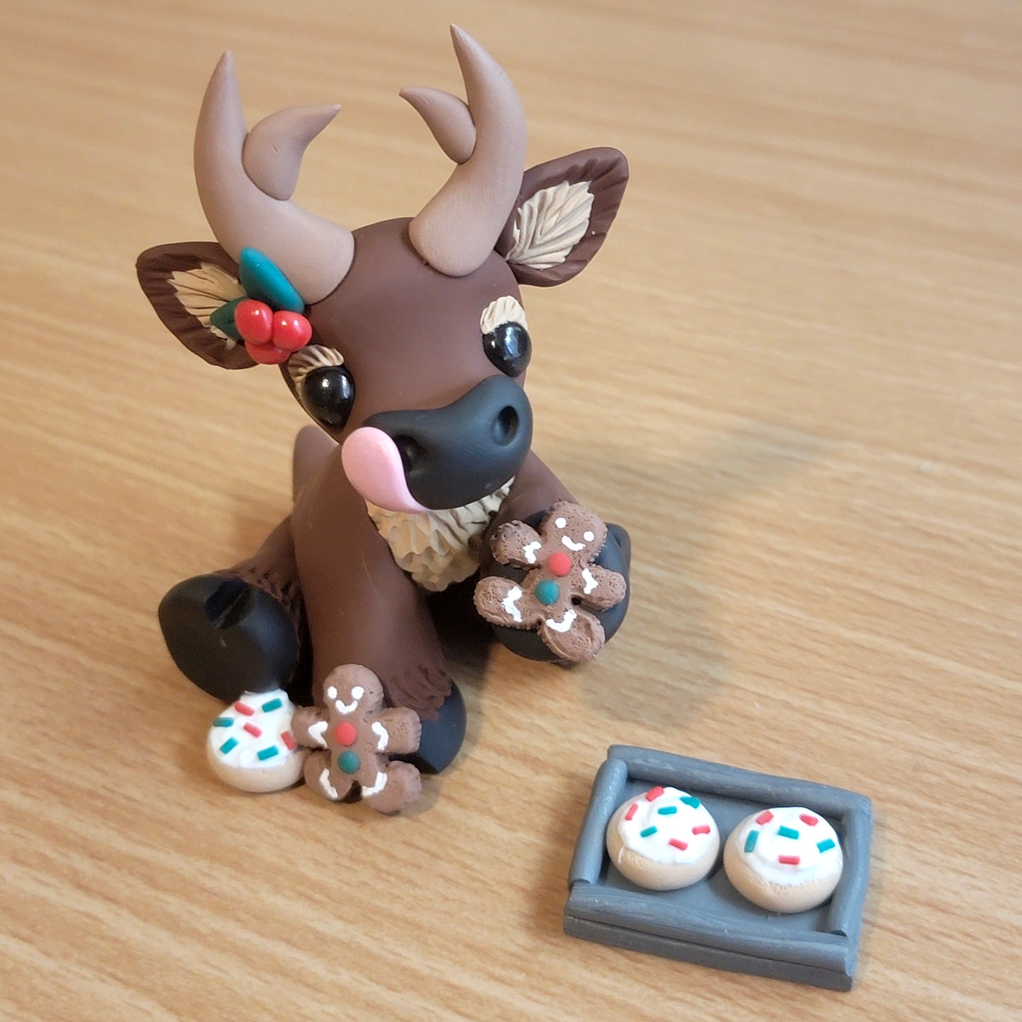 Sugar Cookie Reindeer “Flurry”, Handmade Clay Reindeer