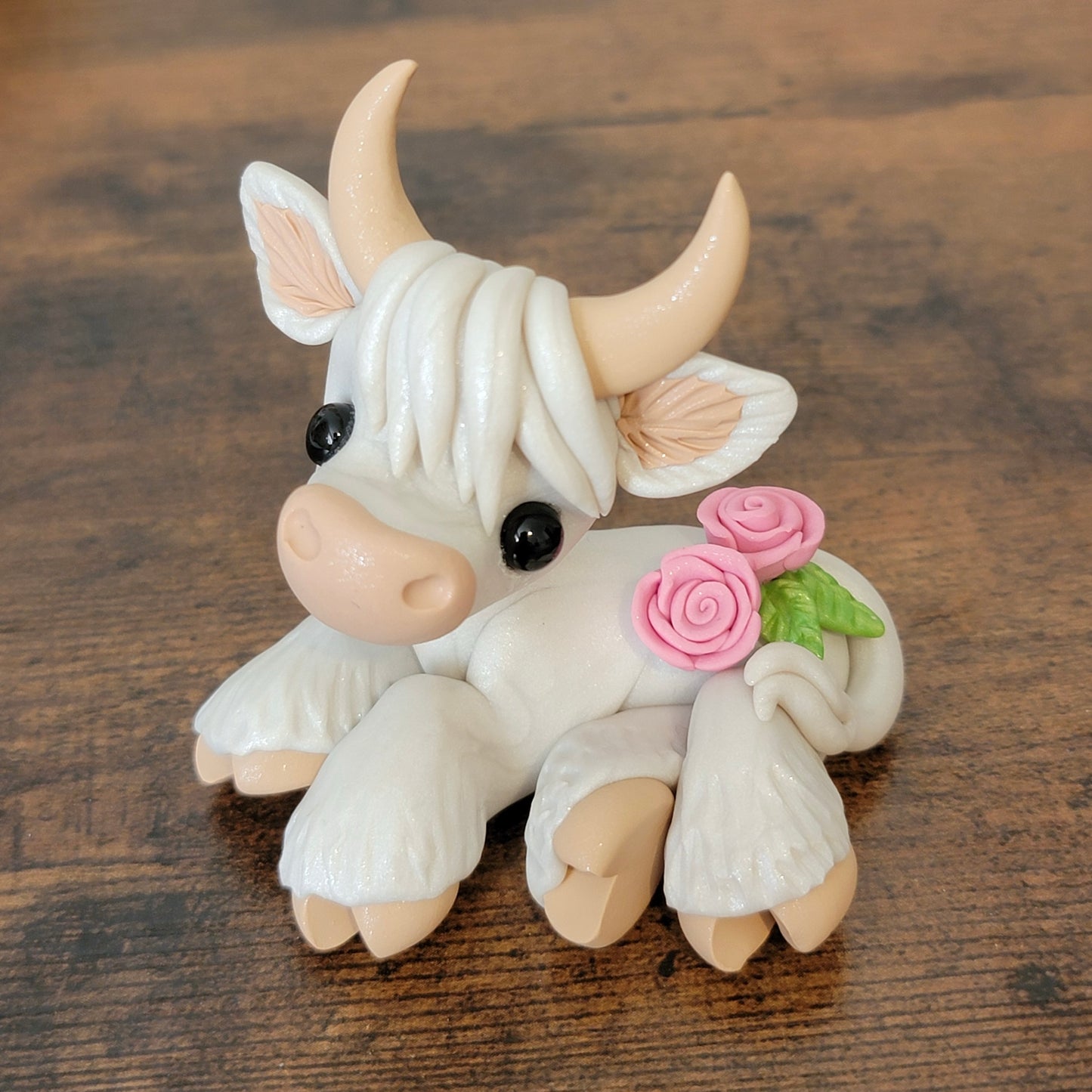 White Highland Cow “Angel”, Cow Sculpture