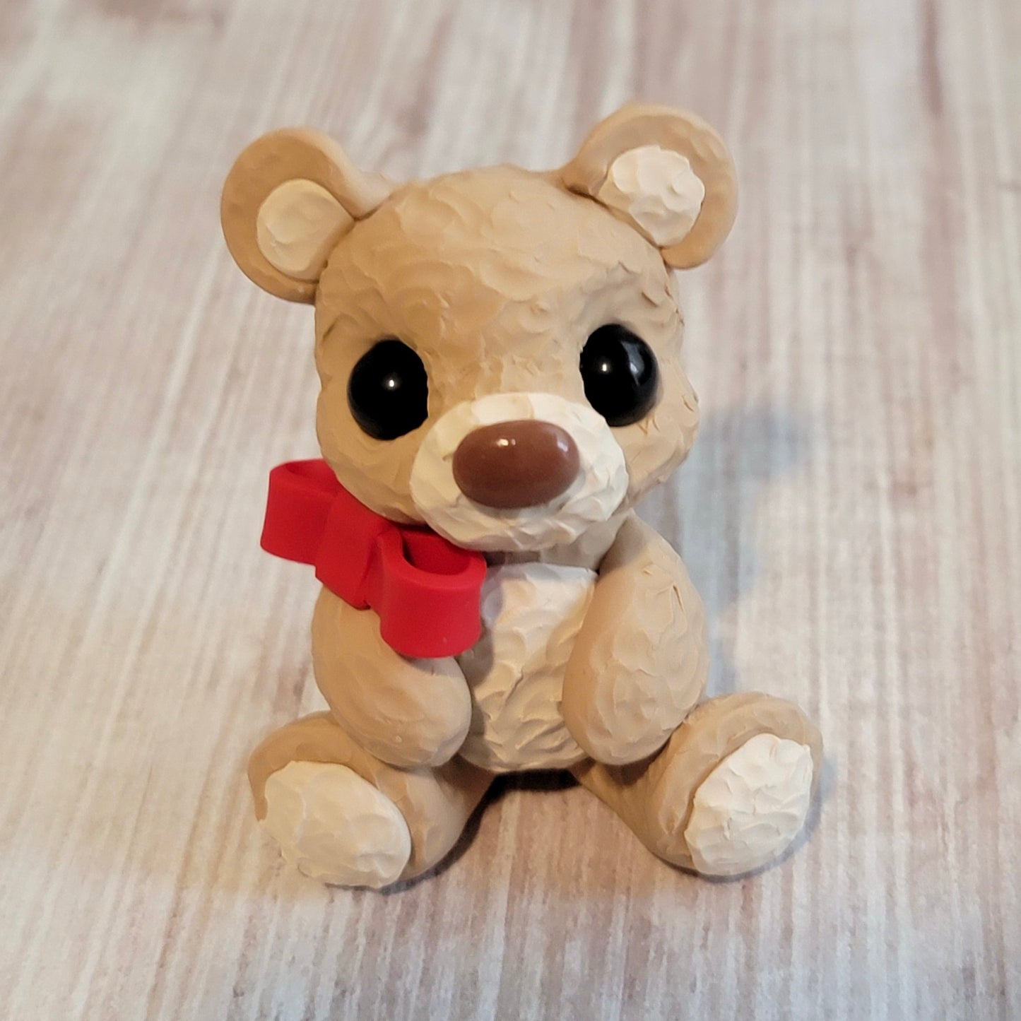 Cream Teddy Bear, Handmade Clay Bear