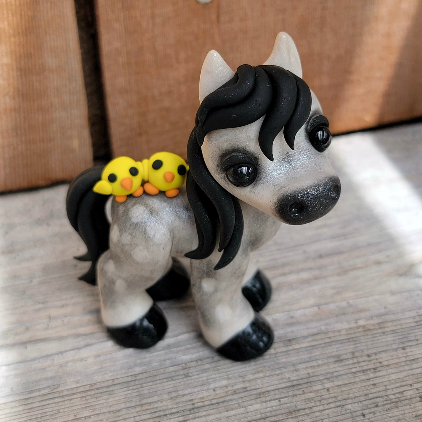 Dapple Grey Horse “Storm”, Handmade Clay Pony