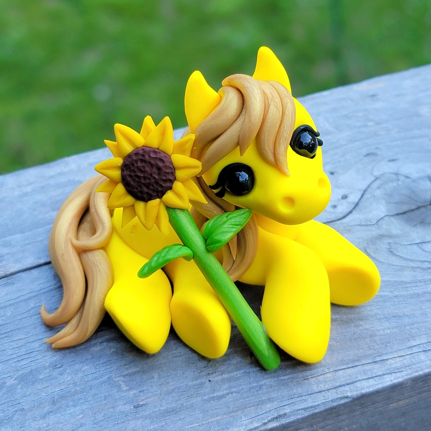 Sunflower Pony “Custard”, Handmade Clay Pony