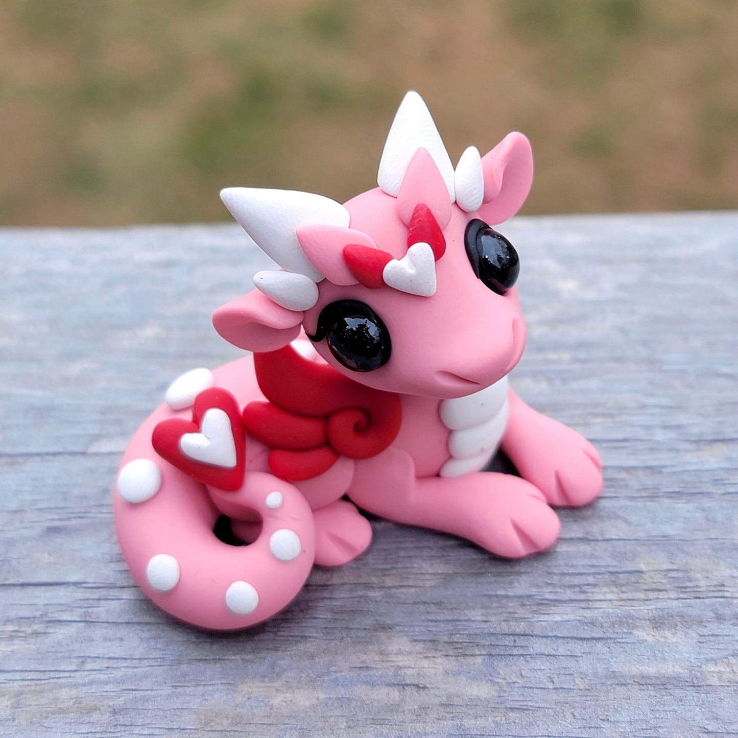 Heart Dragon “Strawberry”, Handmade Clay Dragon