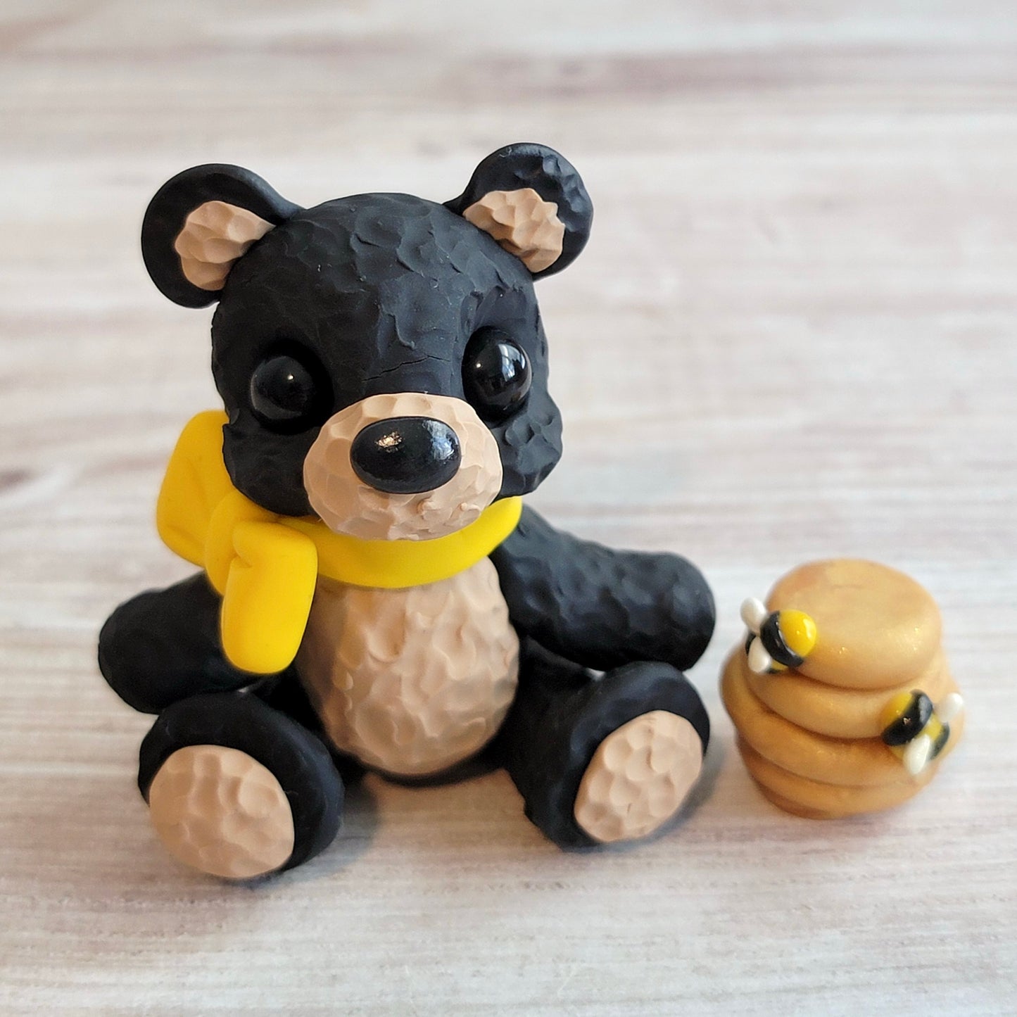 Black Bear Teddy “Honey”, Handmade Clay Bear