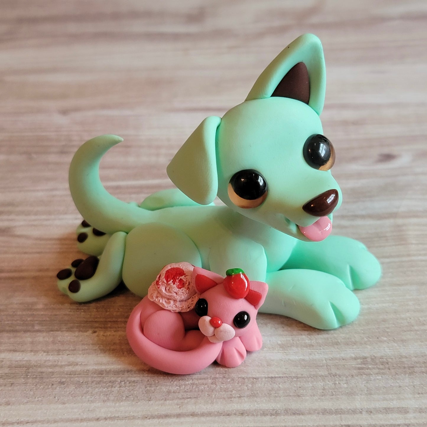 Mint Choc. Chip Pup and Strawberry Ice Cream Kitty, Pets Figurine