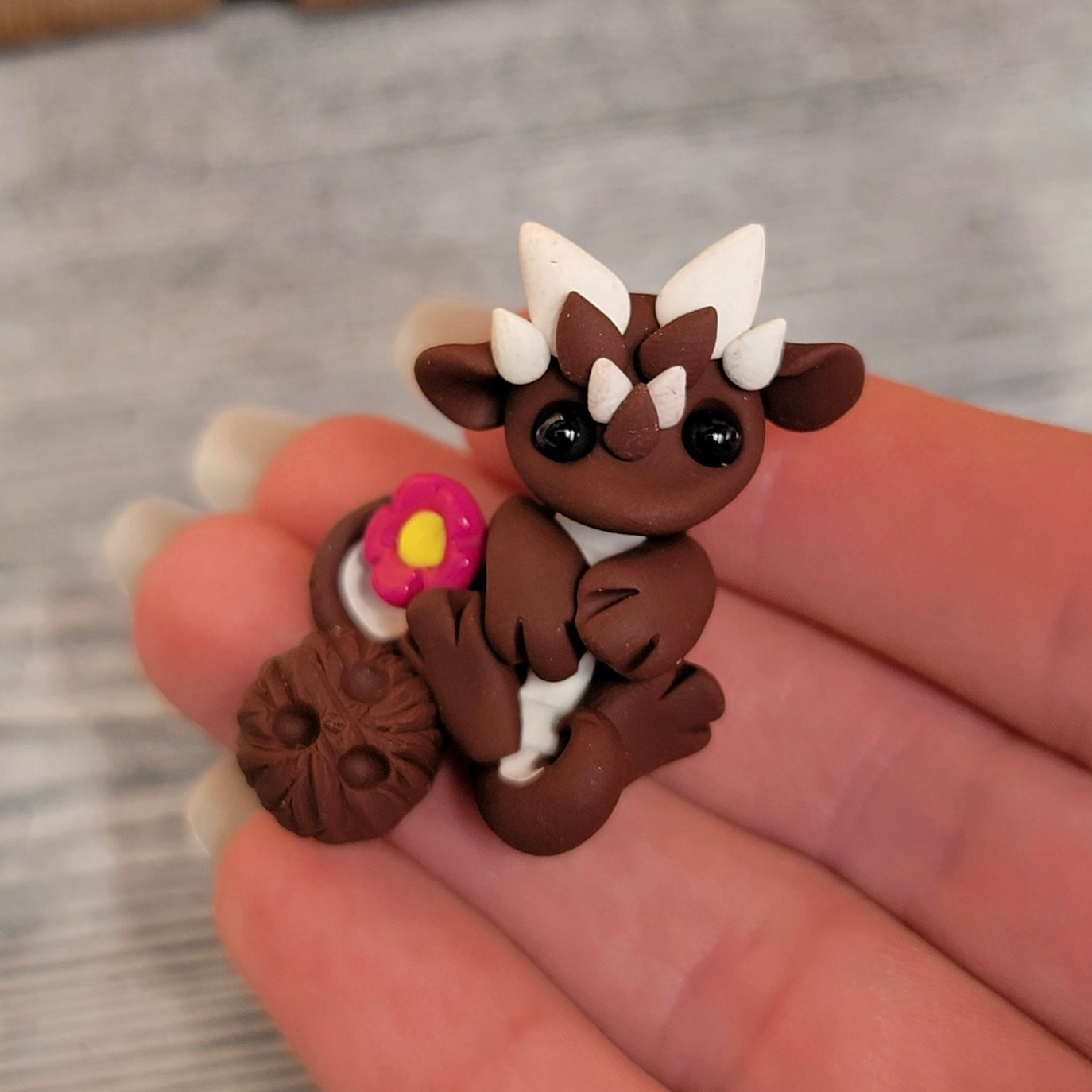 Mini Coconut Dragon, Handmade Clay Dragon