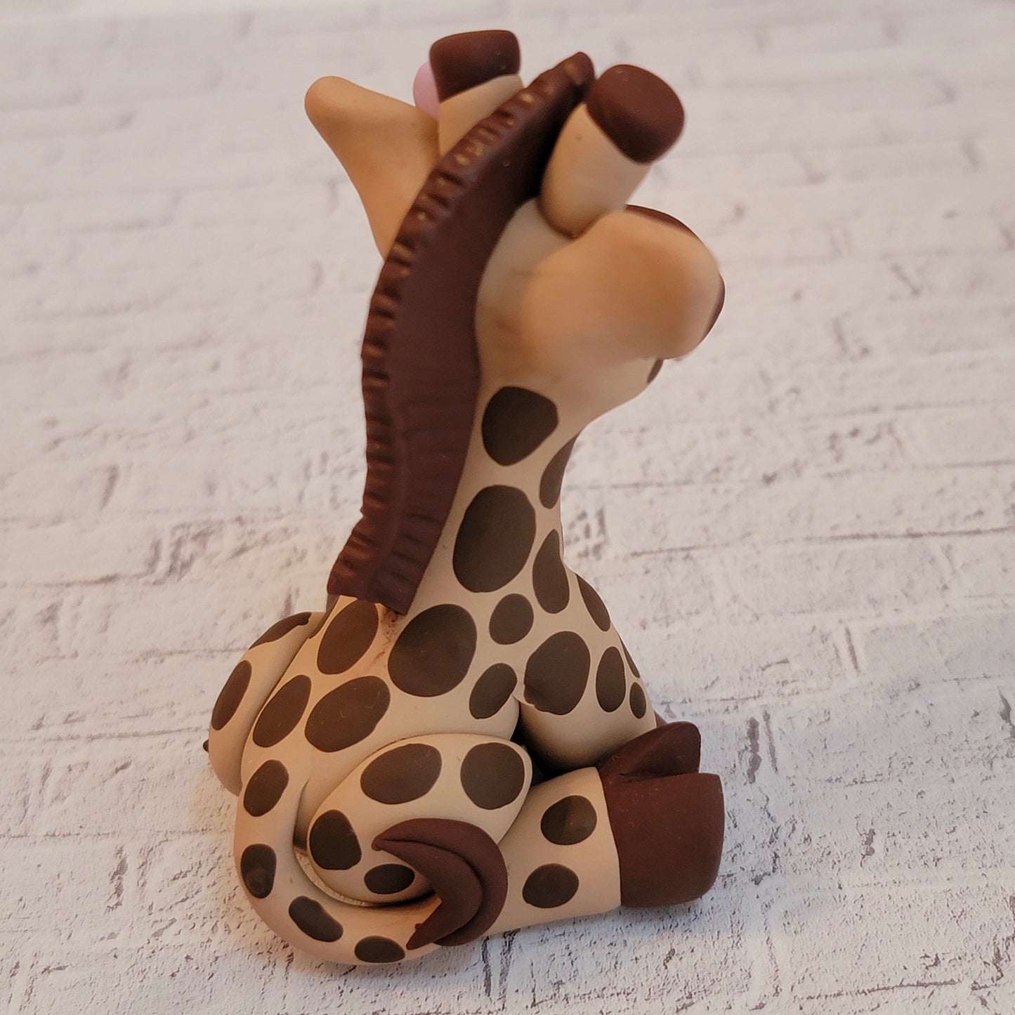 Jumbo Flower Giraffe “Lilac”, Handmade Clay Giraffe