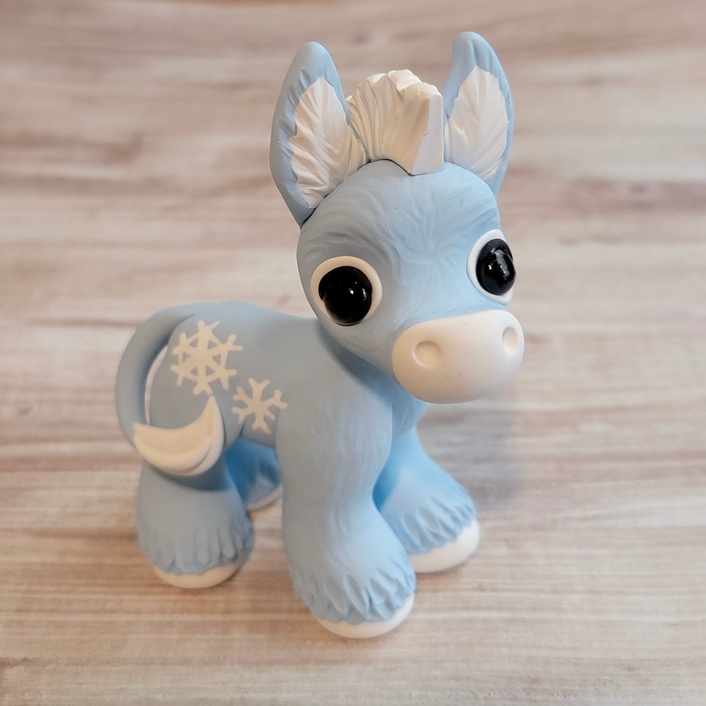 Snowflake Donkey “Snowball”, Handmade Clay Donkey