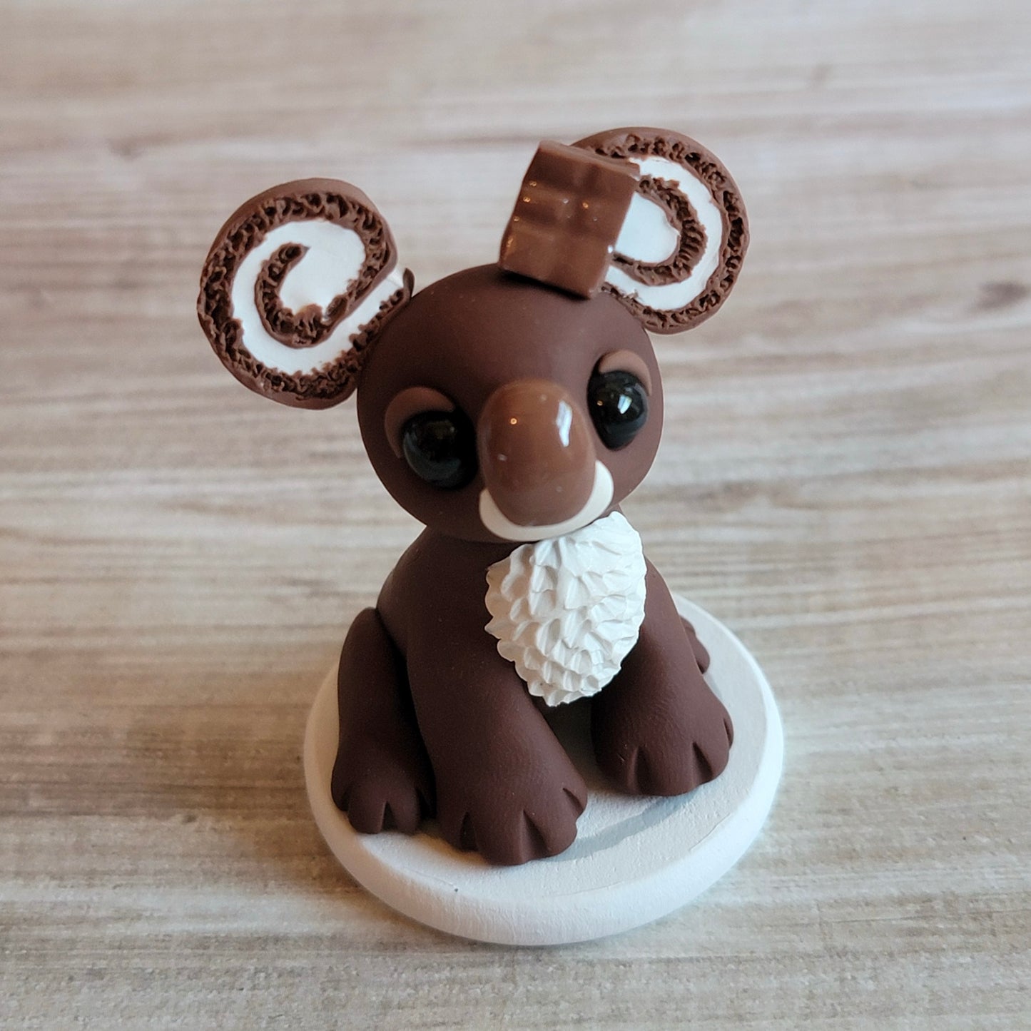 Chocolate Cake Roll Koala, Handmade Clay Koala