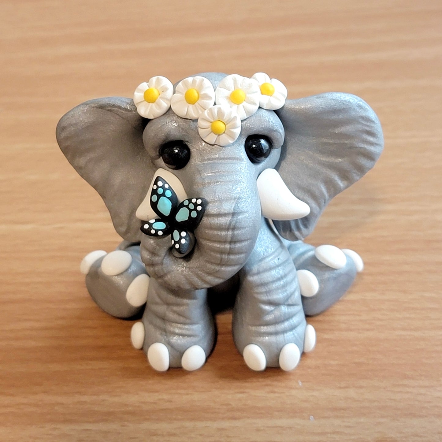 Butterfly Elephant “Sparkle”, Handmade Clay Elephant