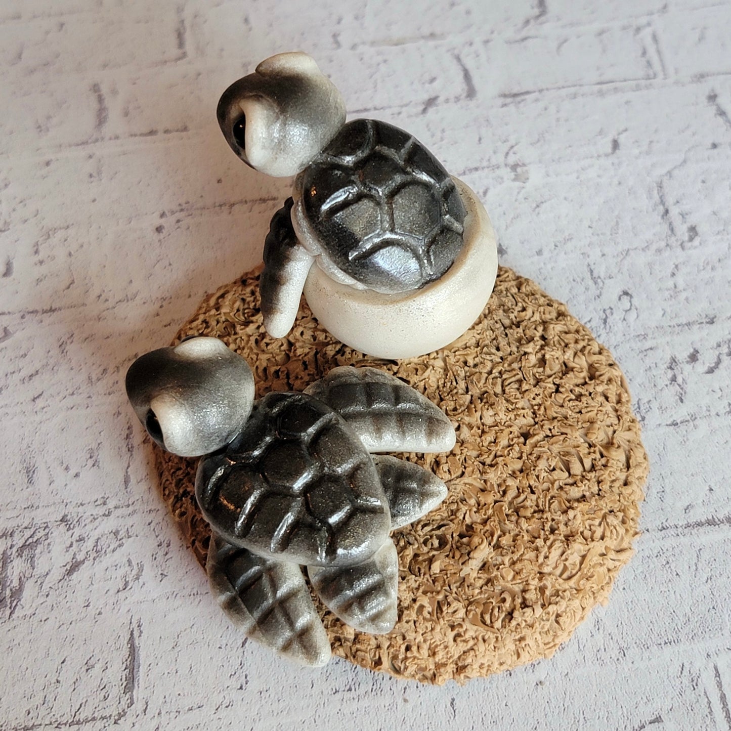 Baby Sea Turtles Figurine, Handmade Clay Sea Turtles