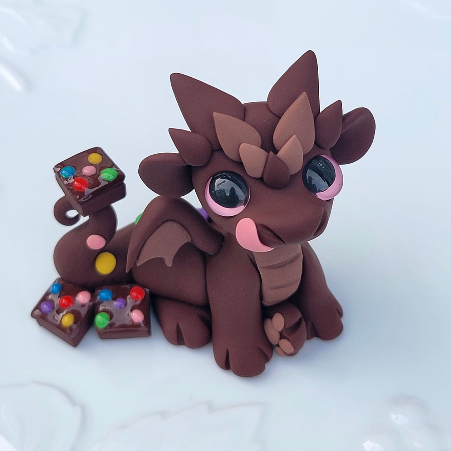 Galaxy Brownie Dragon “Sugar”, Handmade Clay Dragon