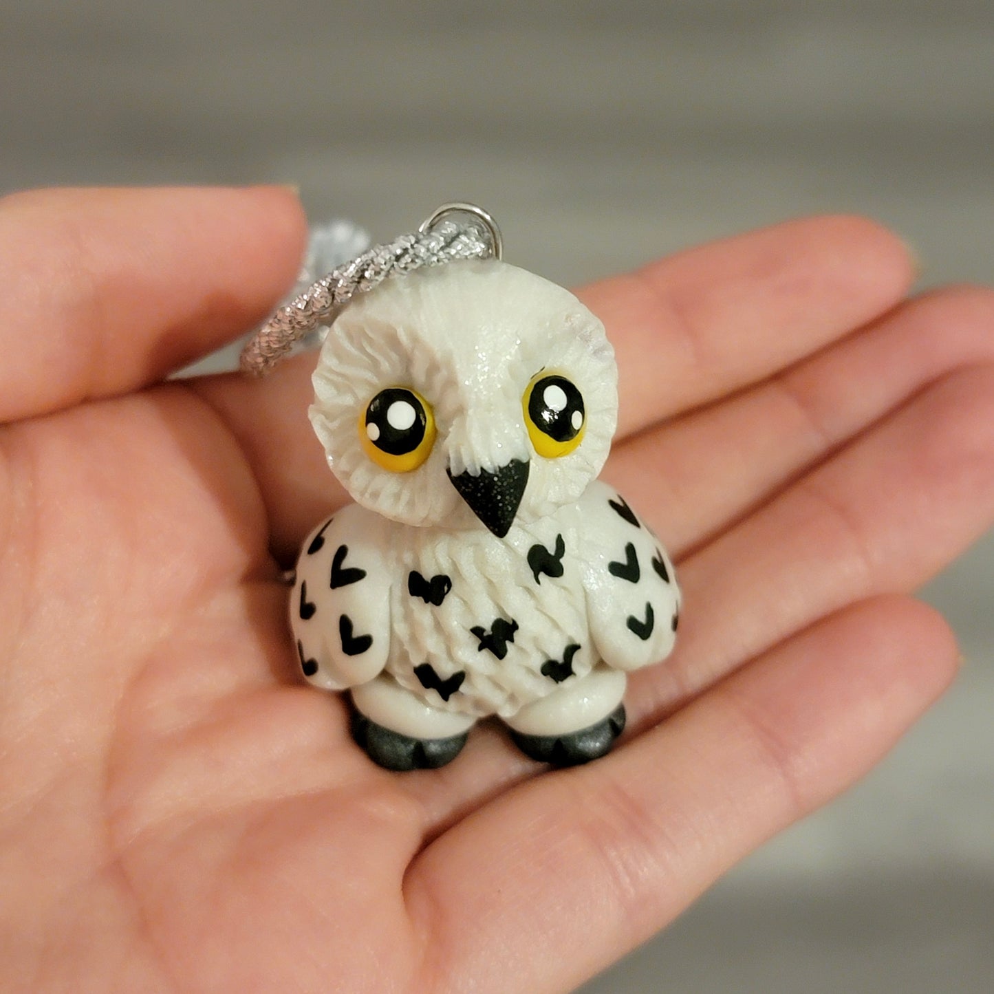 Snowy Owl Ornament, Handmade Clay Christmas Ornament