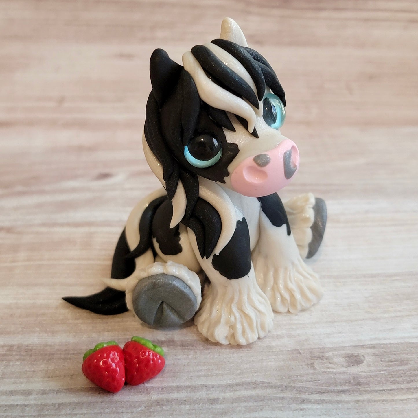 Gypsy Vanner “Strawberries”, Handmade Clay Pony