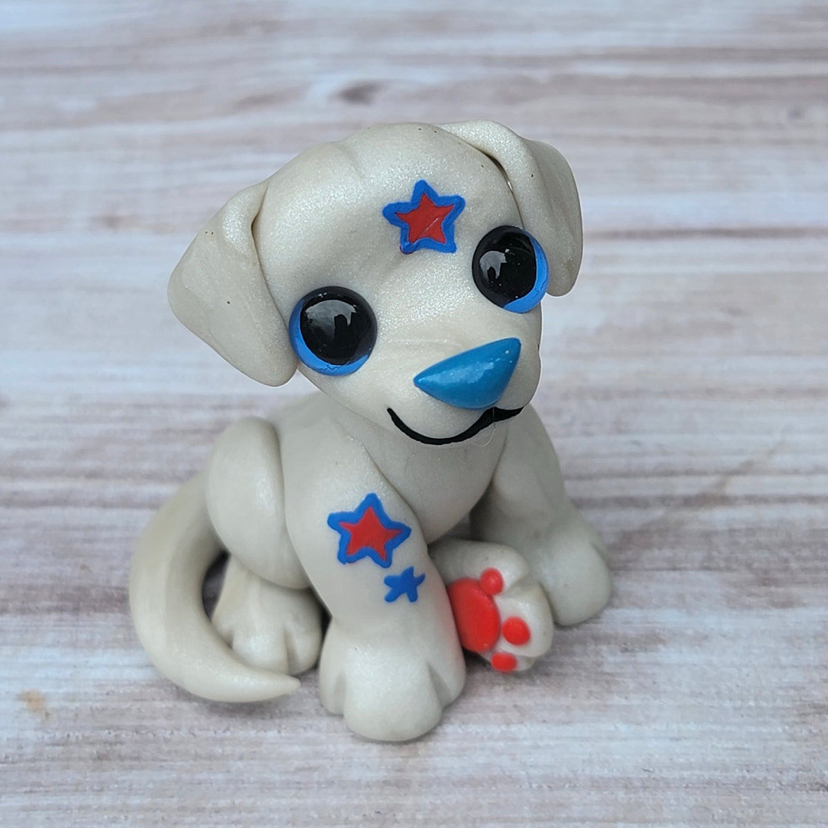 Patriotic Puppy “Stars”, Handmade Dog Sculpture