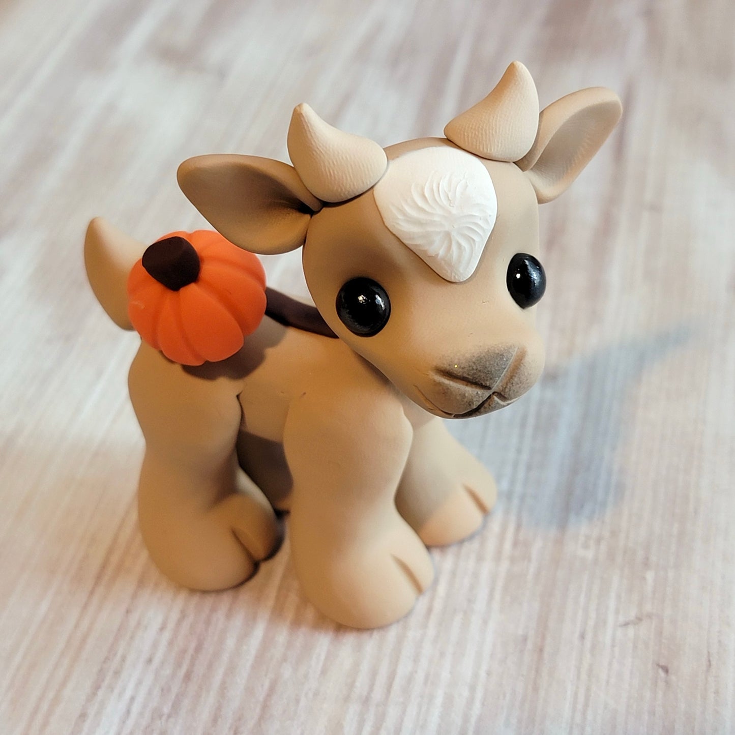 Pumpkin Goat “Cinnamon”, Handmade Clay Goat