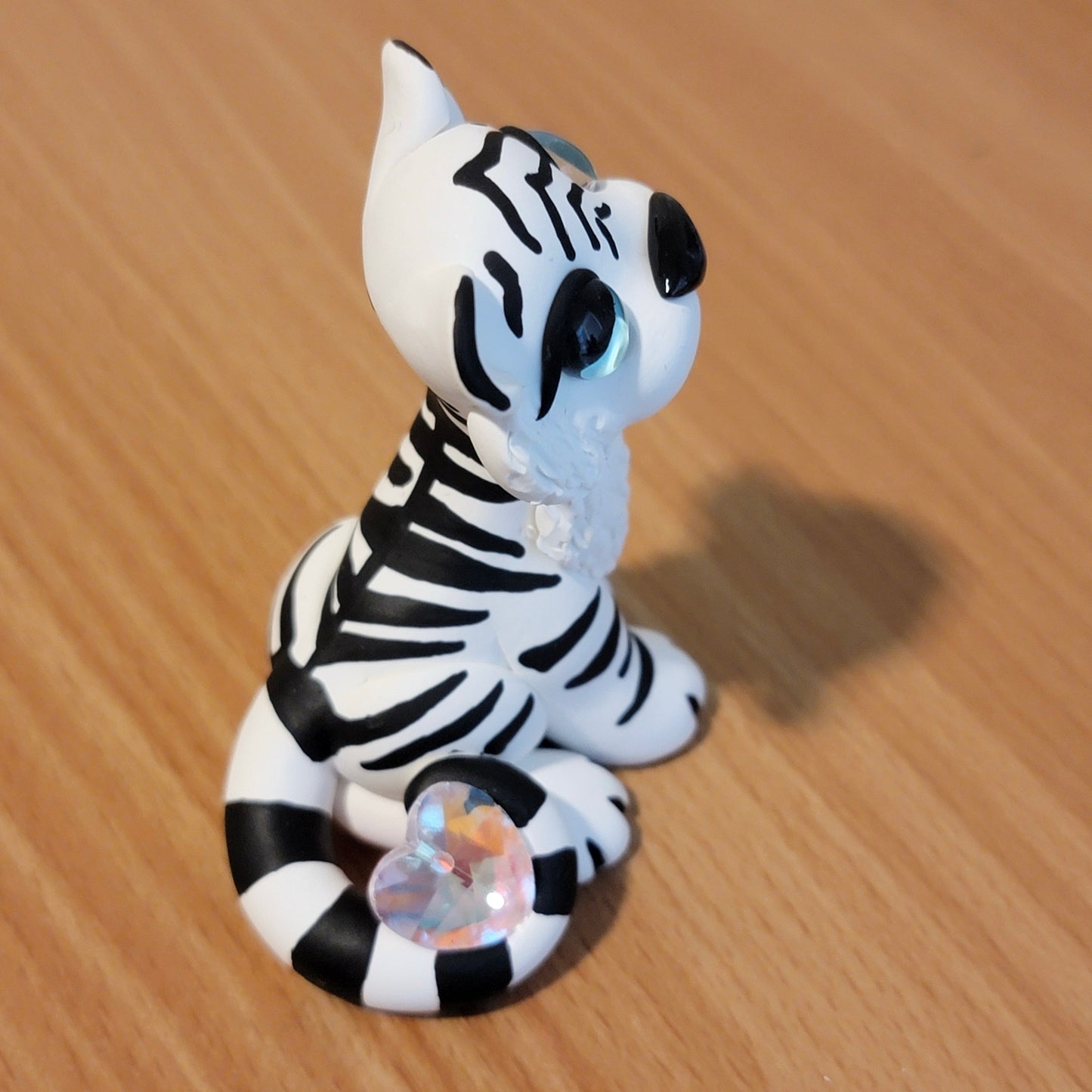 Heart Crystal Tiger “Rose”, Handmade Clay Tiger