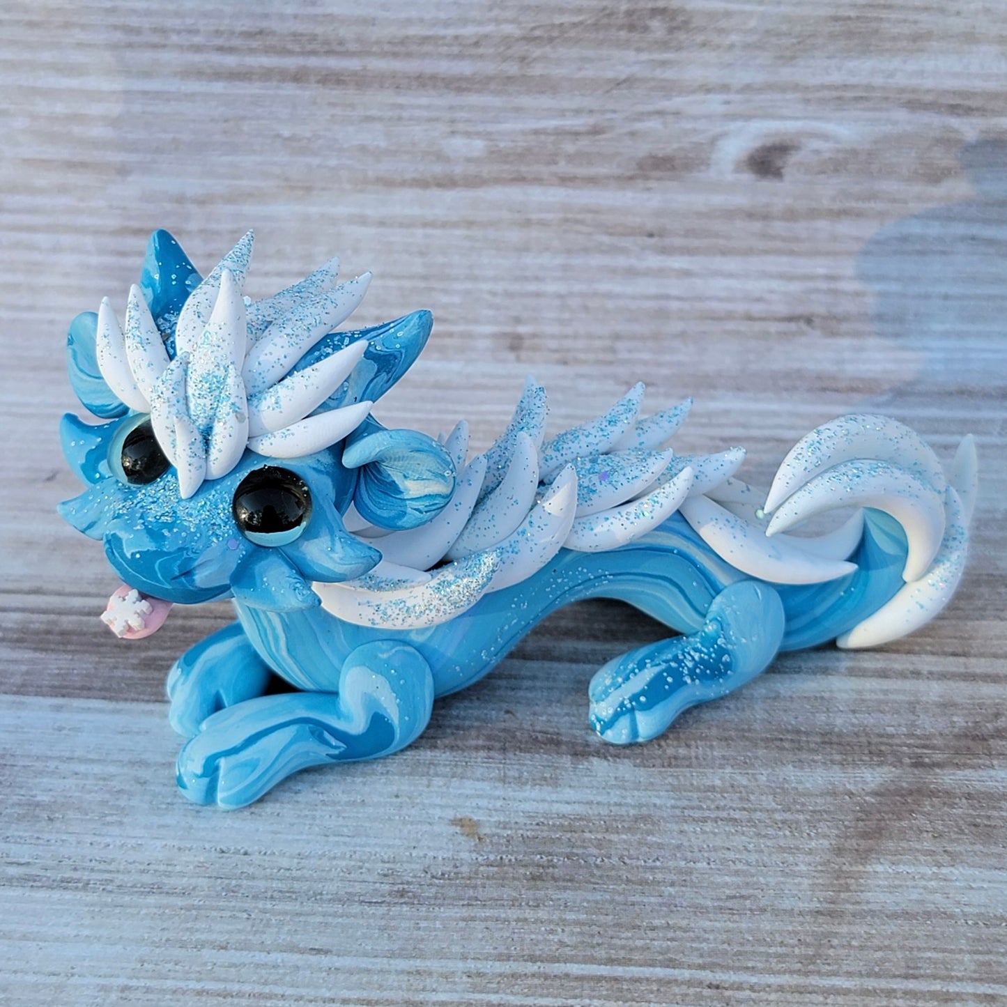 Blue Snowflake Oriental Dragon “Blizzard”, Dragon Sculpture