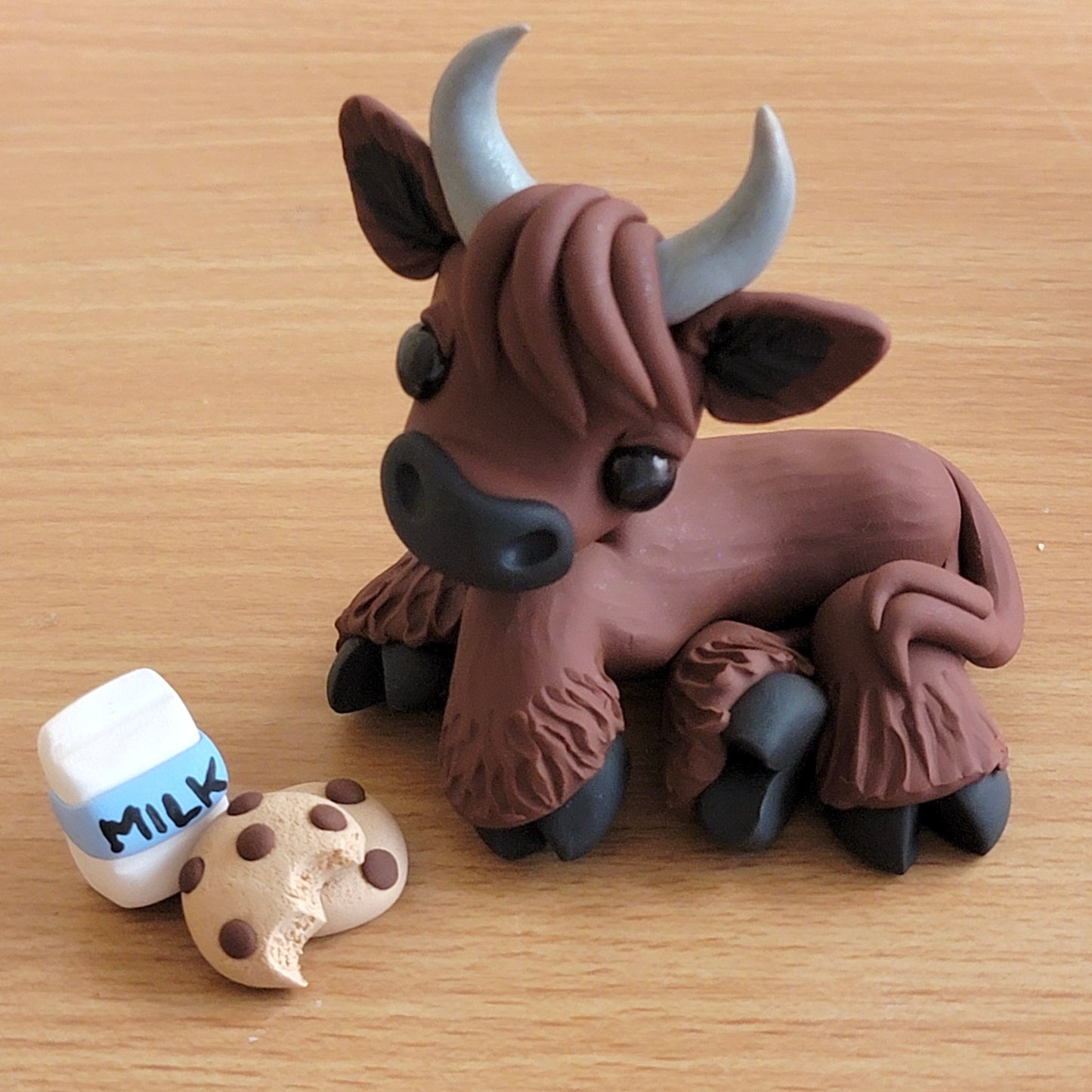 Brown Cow “Cookies”, Handmade Clay Cow