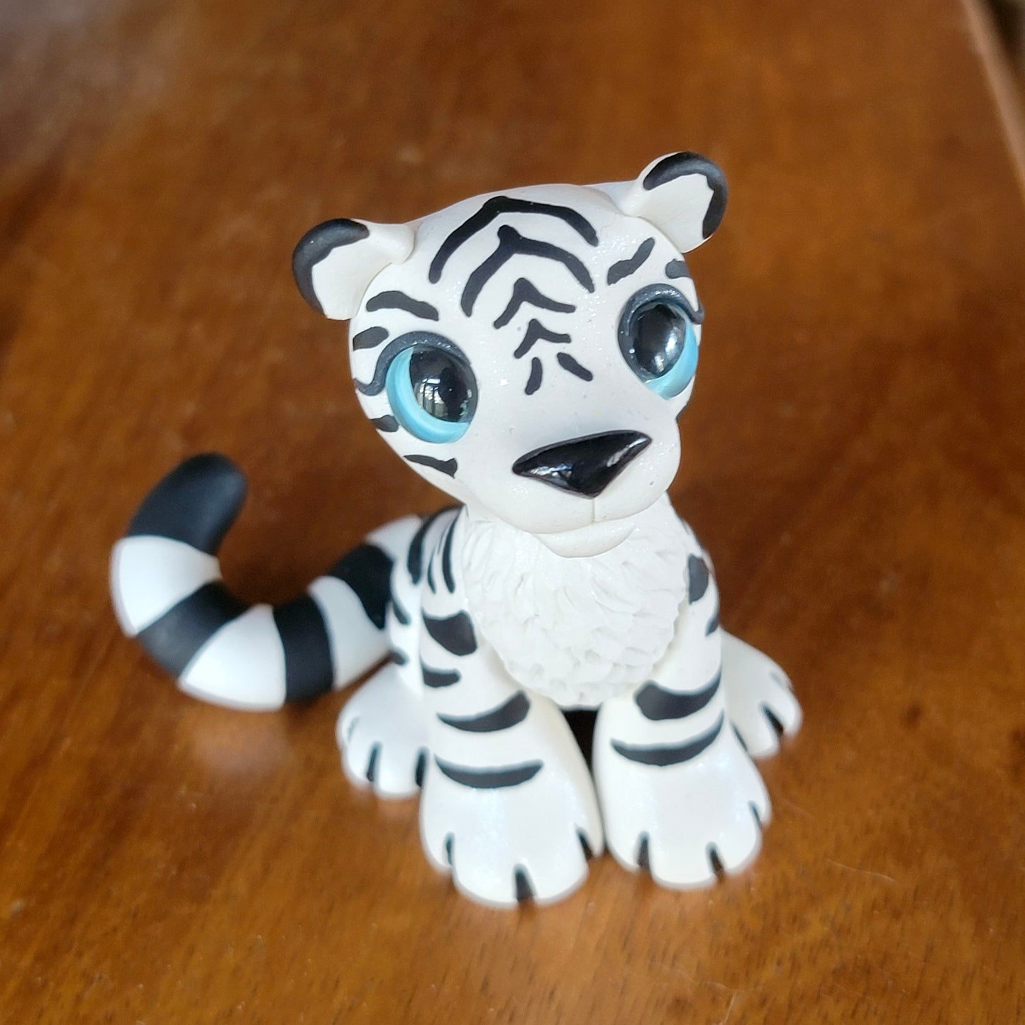 White Bengal Tiger “Snow”, Handmade Clay Tiger