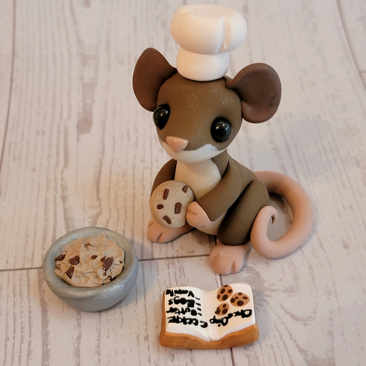 Baking Mouse “Cookie Dough”, Handmade Clay Mouse