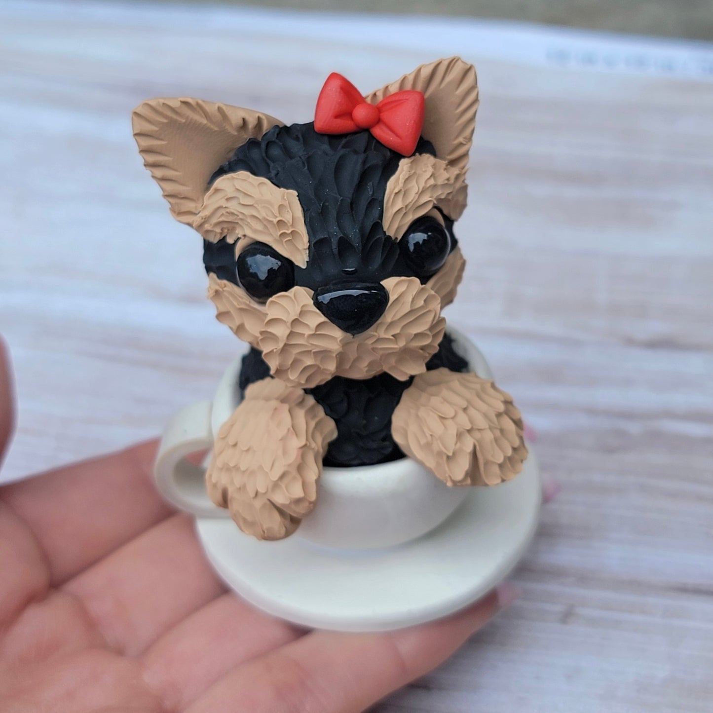 Teacup Yorkie “Sharpay”, Handmade Dog Sculpture