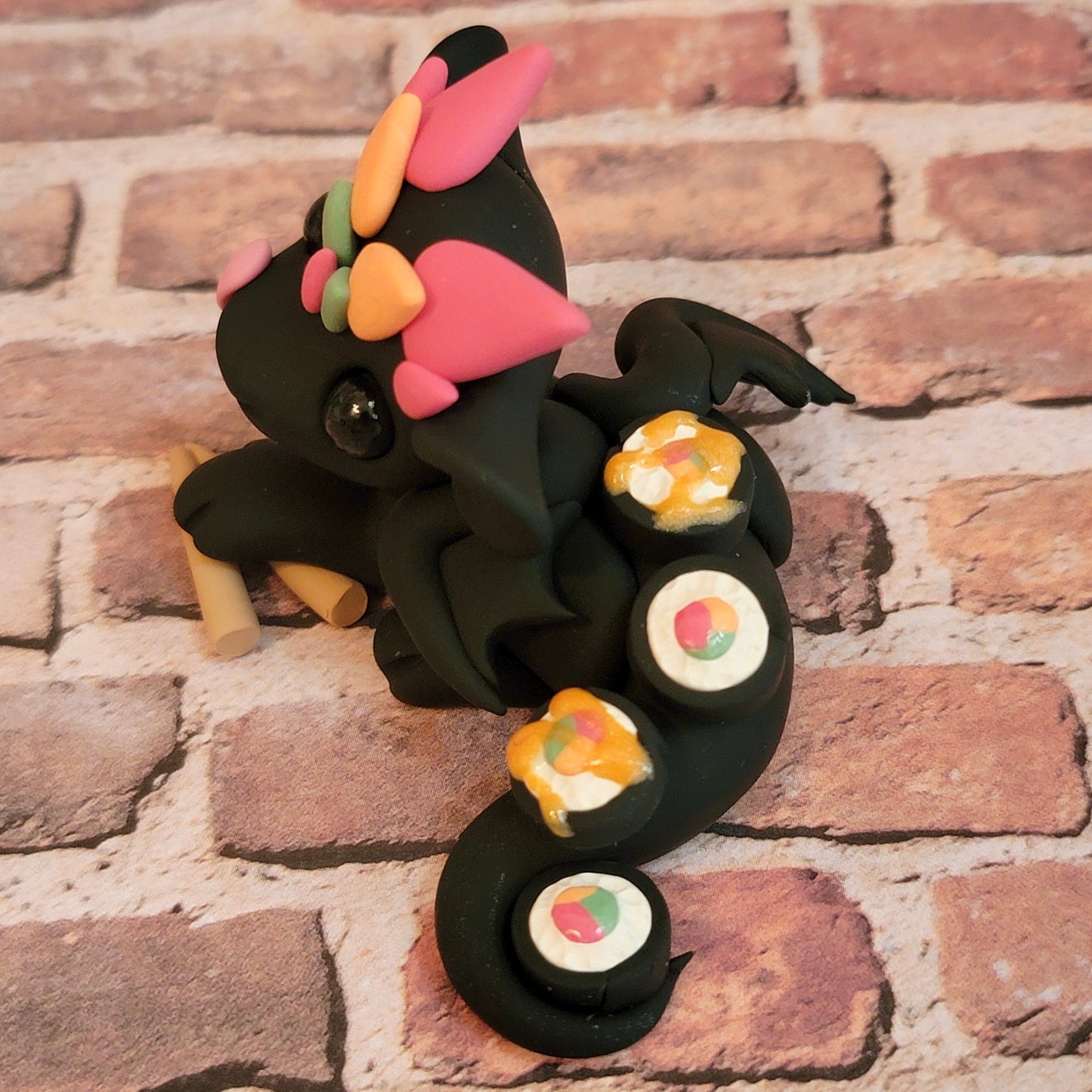 Sushi Dragon “Nori”, Handmade Clay Dragon