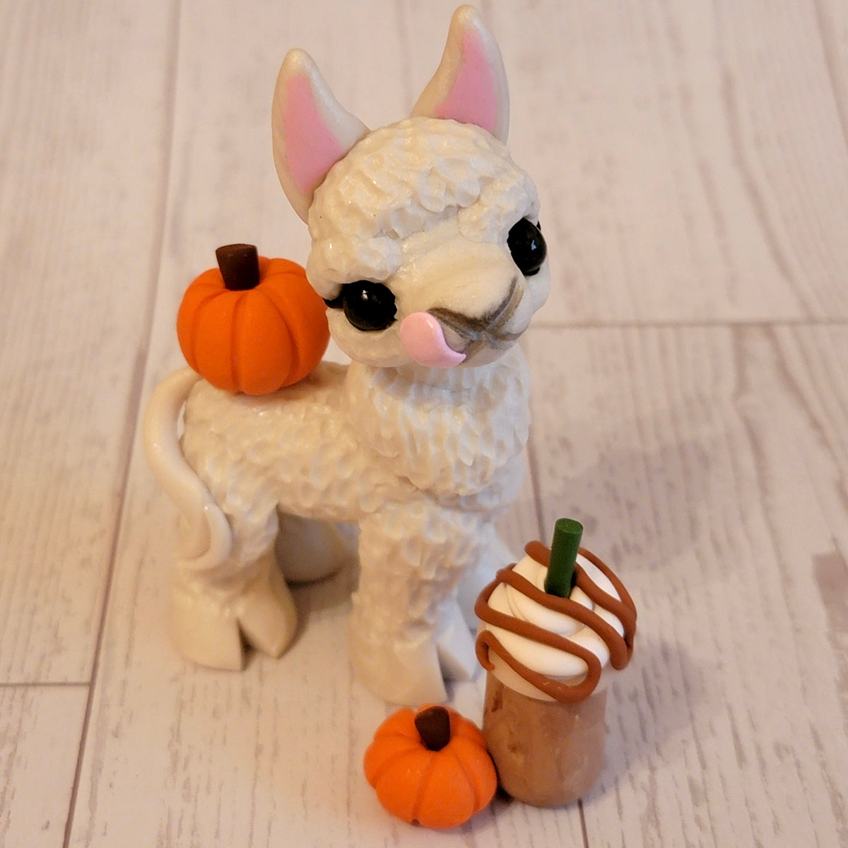 Pumpkin Spice Alpaca “Maple Sugar”, Handmade Clay Alpaca