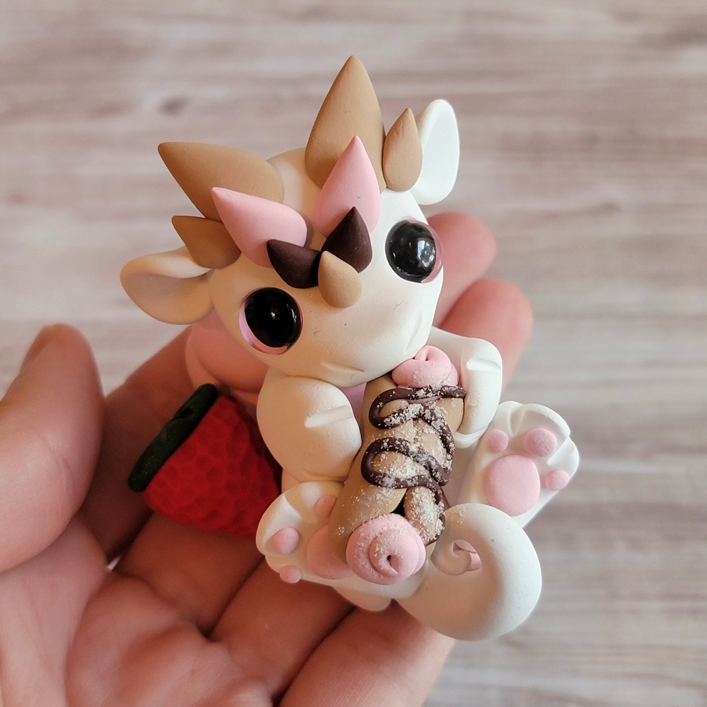Strawberry Cannoli Dragon “Cutie Pie”, Dragon Sculpture