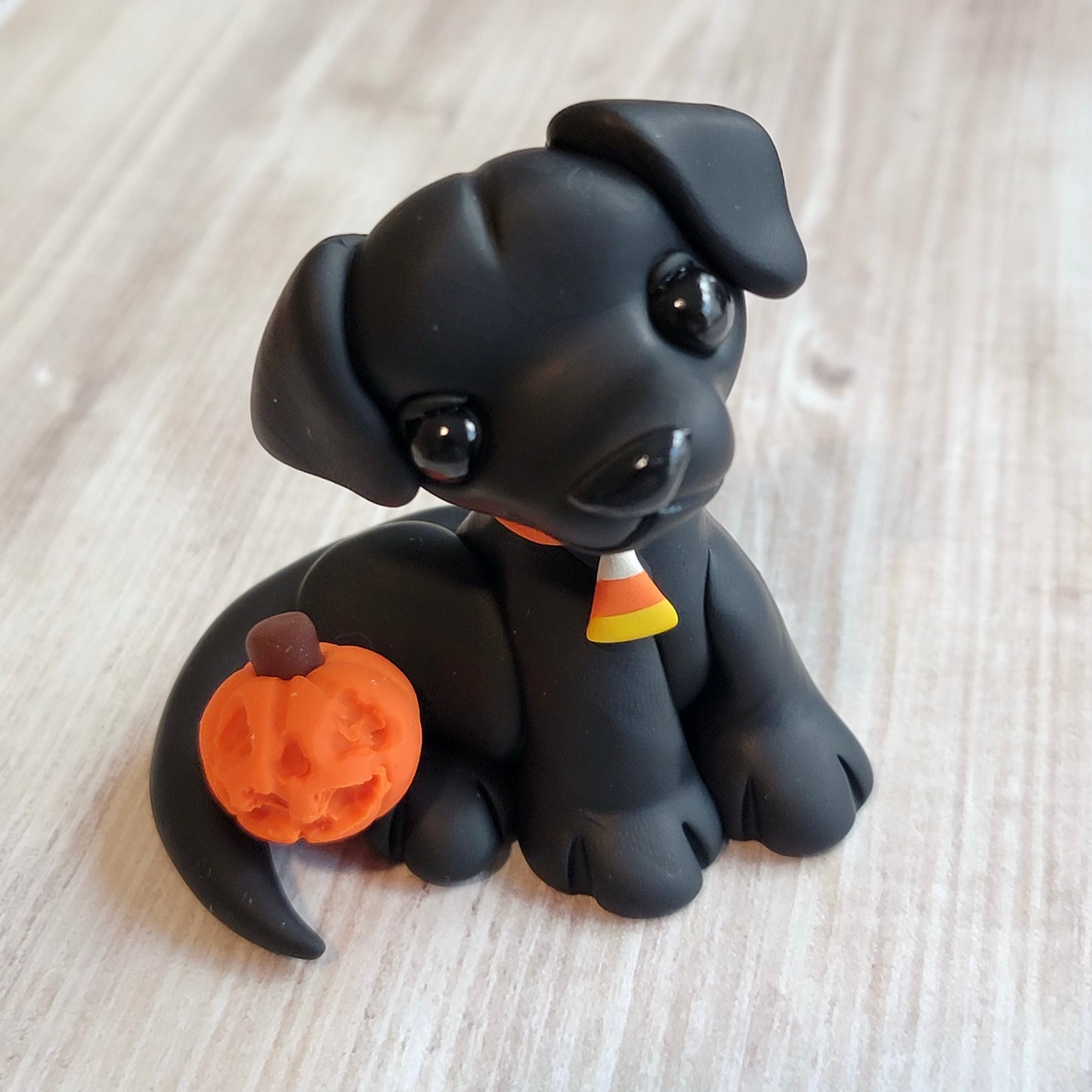 Halloween Puppy “Shadow”, Handmade Clay Dog