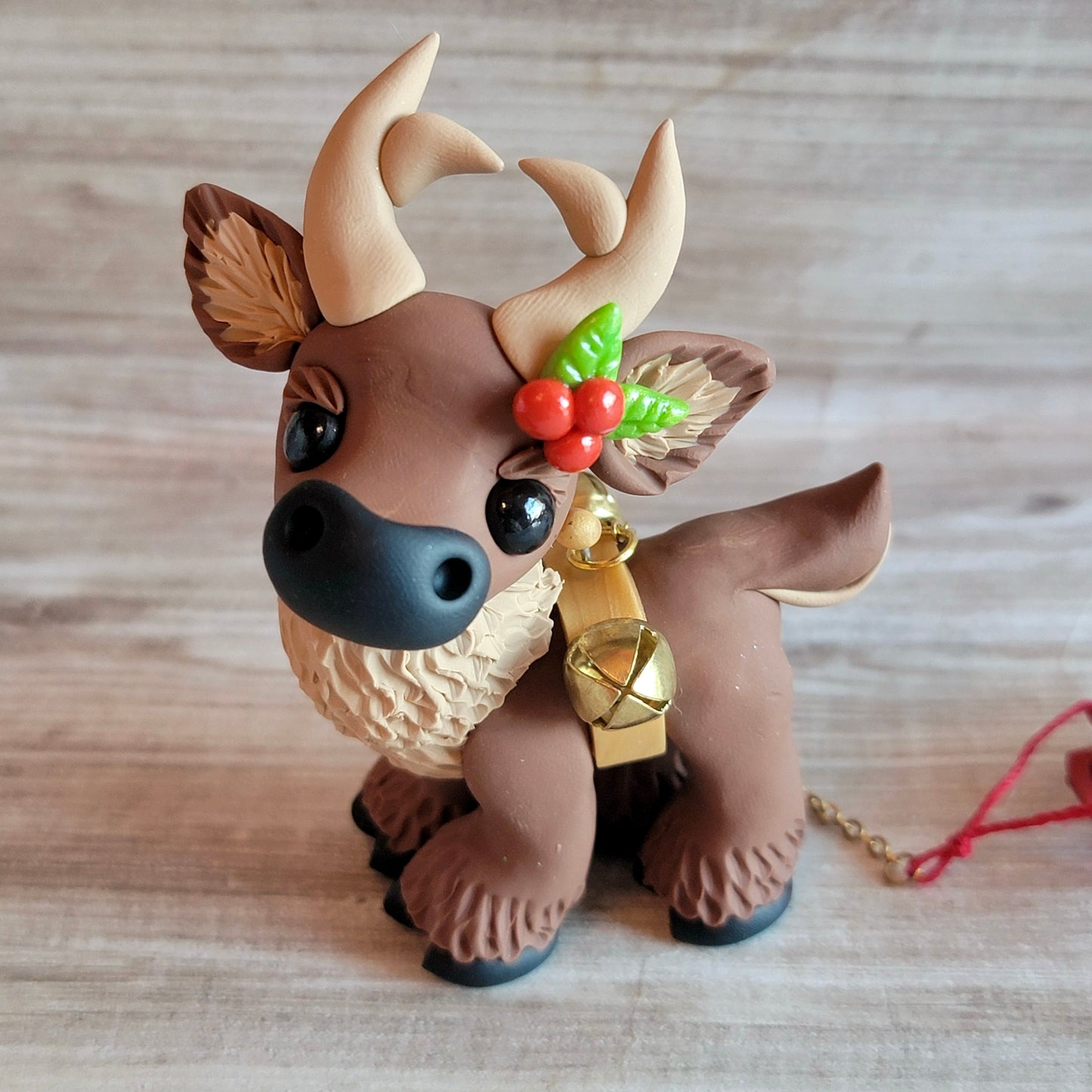 Christmas Tree Reindeer “Cocoa”, Handmade Clay Reindeer