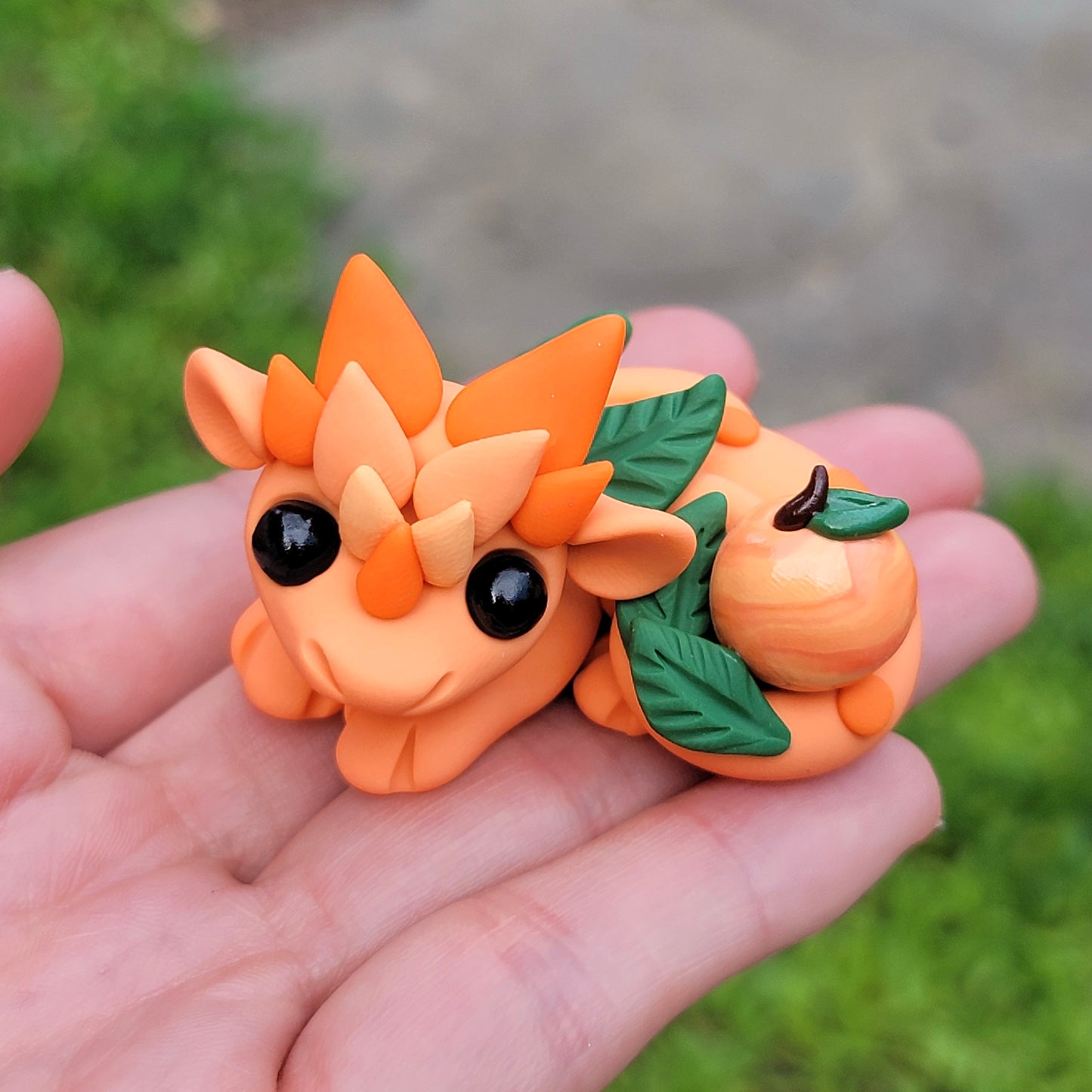 Mini Peach Dragon, Handmade Clay Dragon