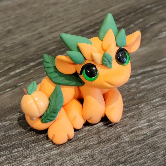 Cuddly Peach Dragon “Azalea”, Handmade Clay Dragon