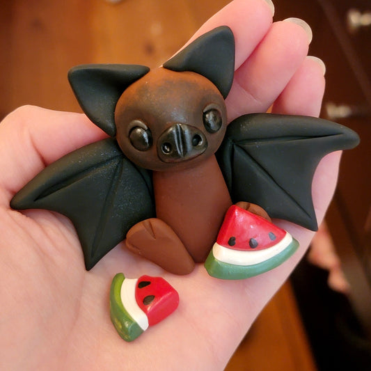Fruit Bat “Watermelon”, Handmade Clay Bat