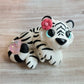 Heart Crystal Tiger “Delilah”, Handmade Clay Tiger
