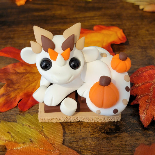 Pumpkin S’mores Dragon “Autumn”, Dragon Sculpture