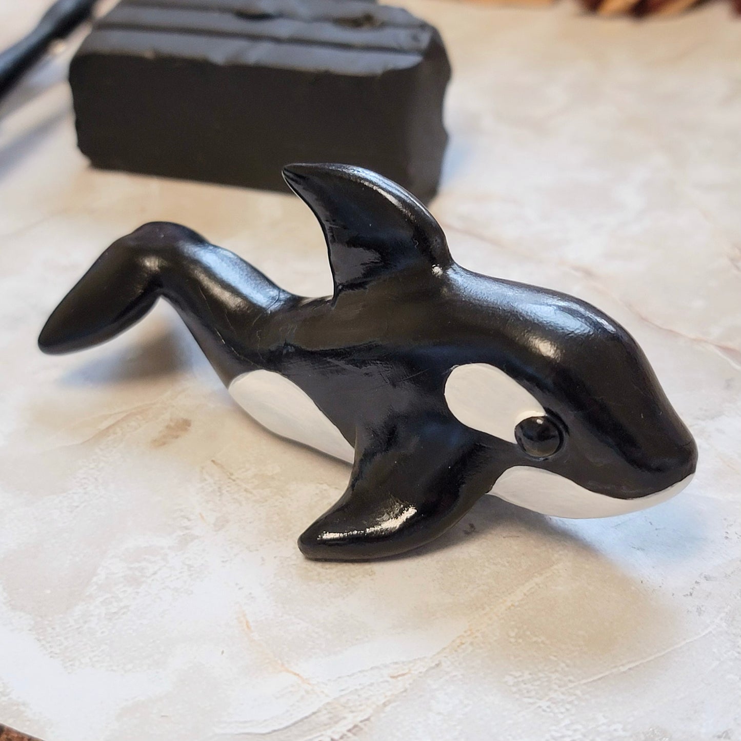 Orca Whale “Seafoam”, Killer Whale Figurine