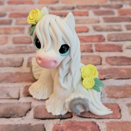 Gypsy Horse w/Roses “Tinkerbell”, Handmade Clay Horse