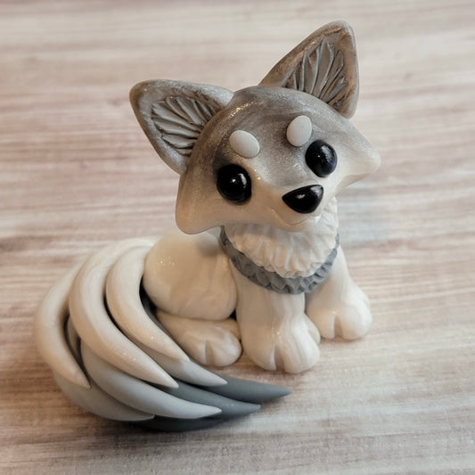 White Wolf “Snow”, Handmade Clay Wolf