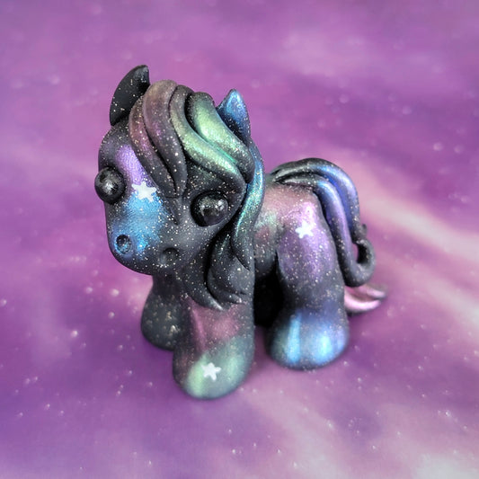 Mini Galaxy Star Pony, Handmade Clay Pony