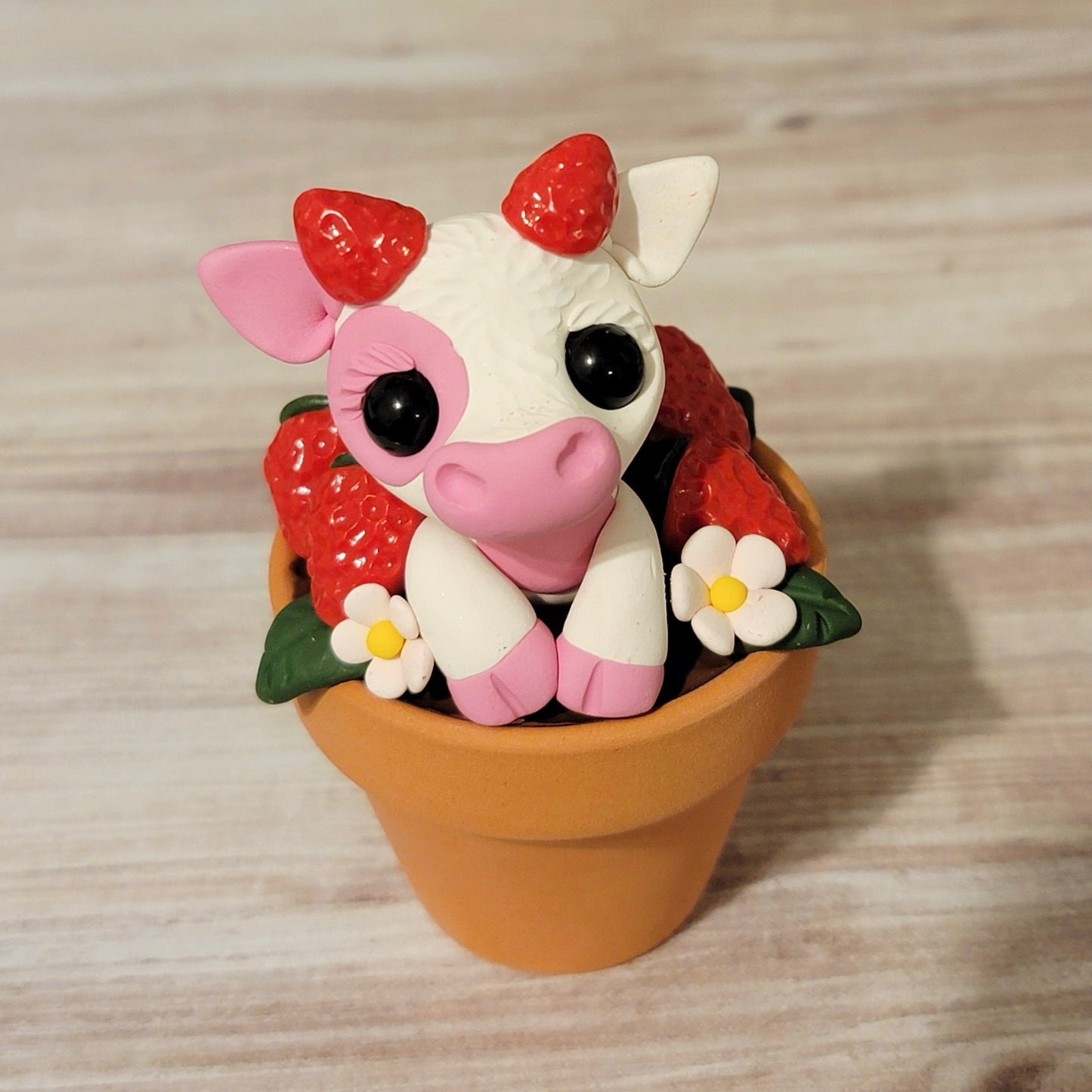 Mini Strawberry Cow, Cow Sculpture